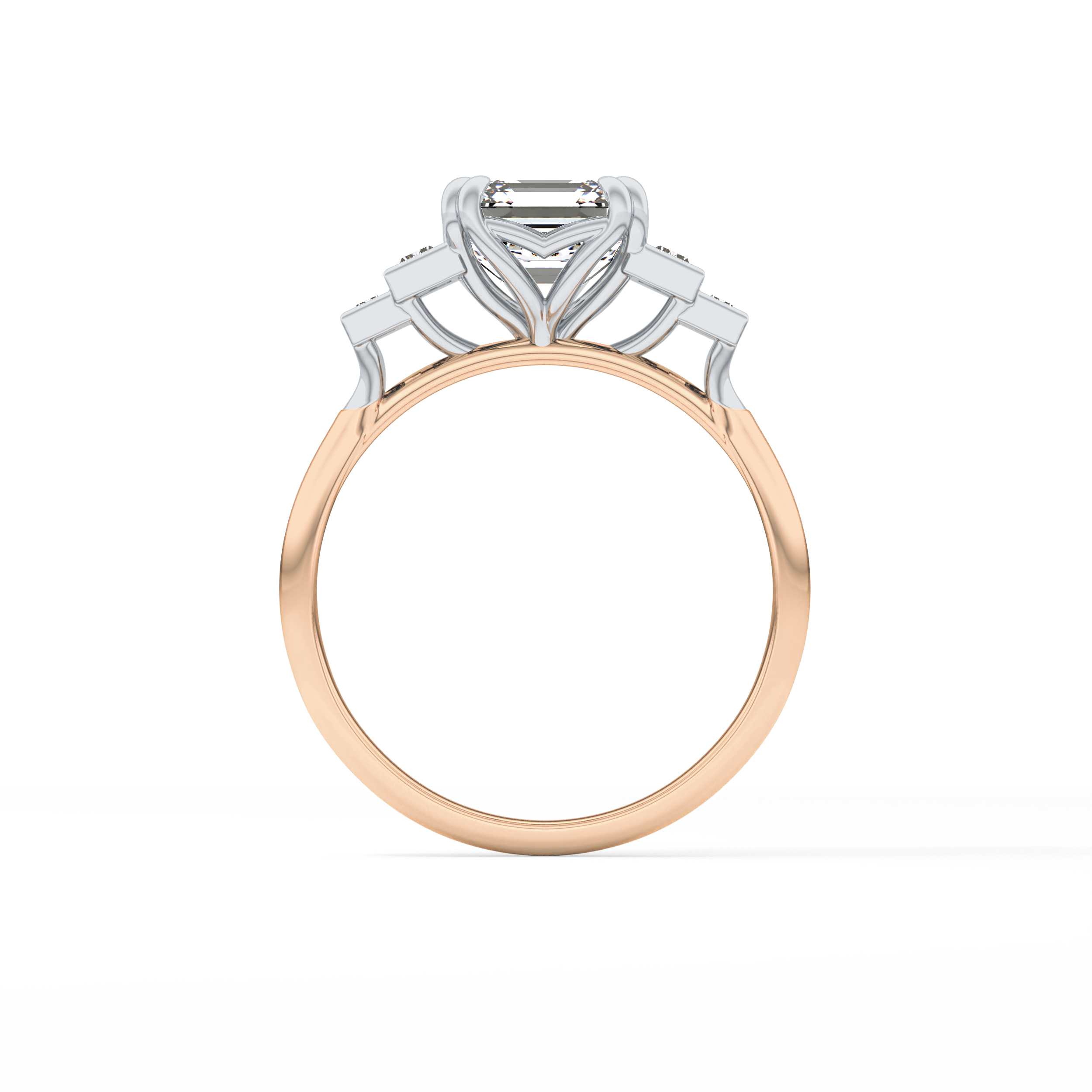 Asscher Cluster Lab Grown Diamond Engagement Ring