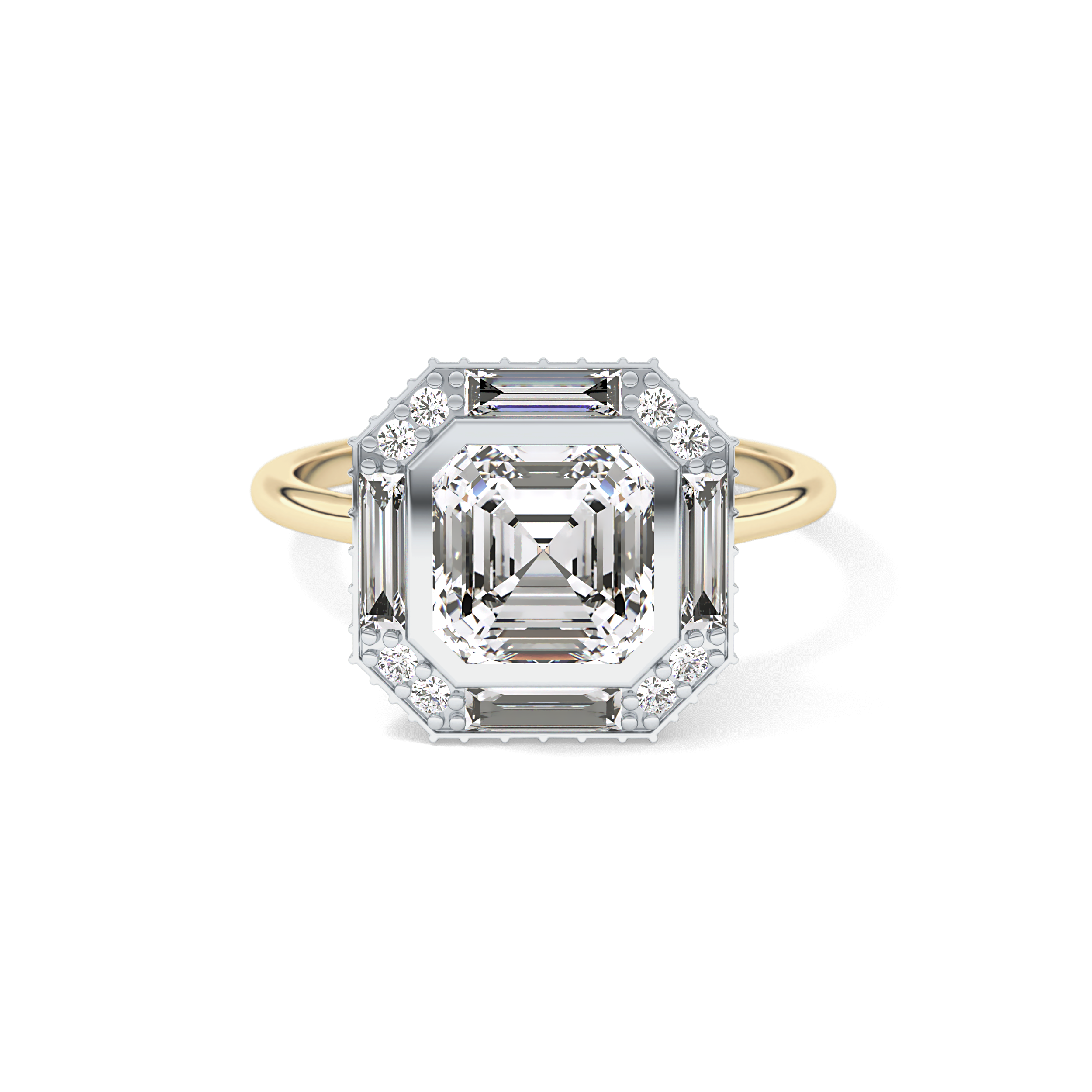 Asscher Cluster Lab Grown Diamond Engagement Ring