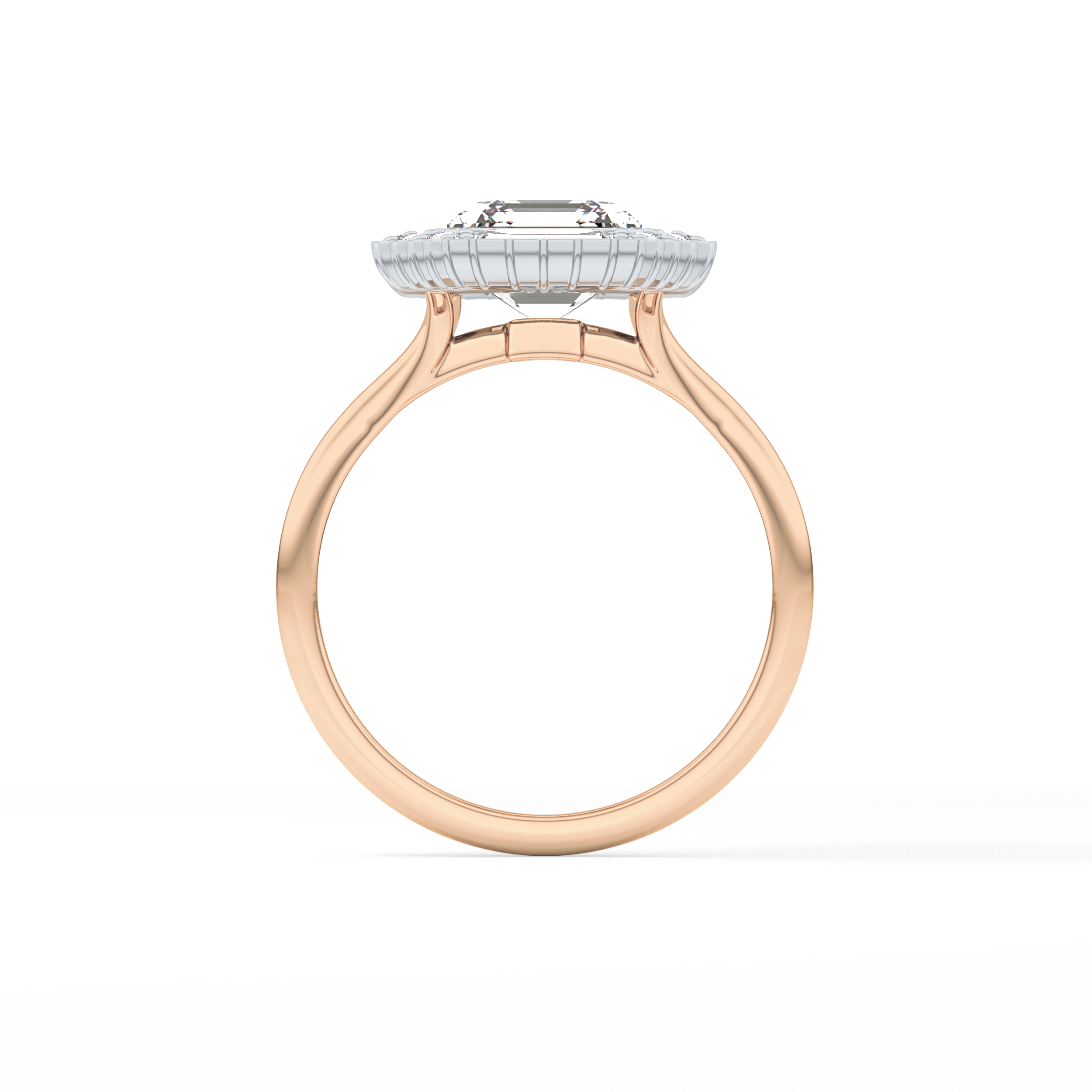 Asscher Cluster Lab Grown Diamond Engagement Ring
