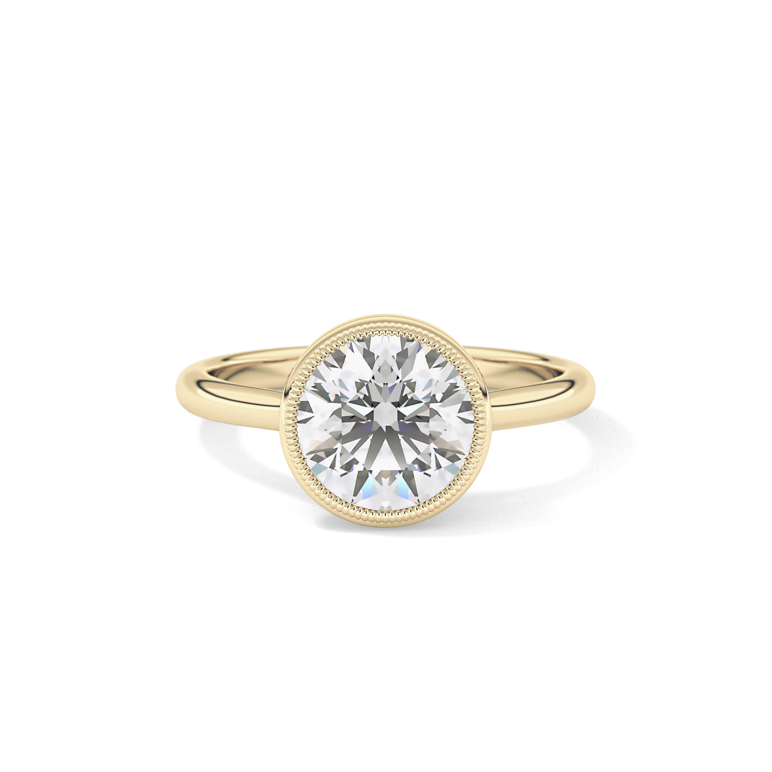 Round Bezel Lab Grown Engagement Ring