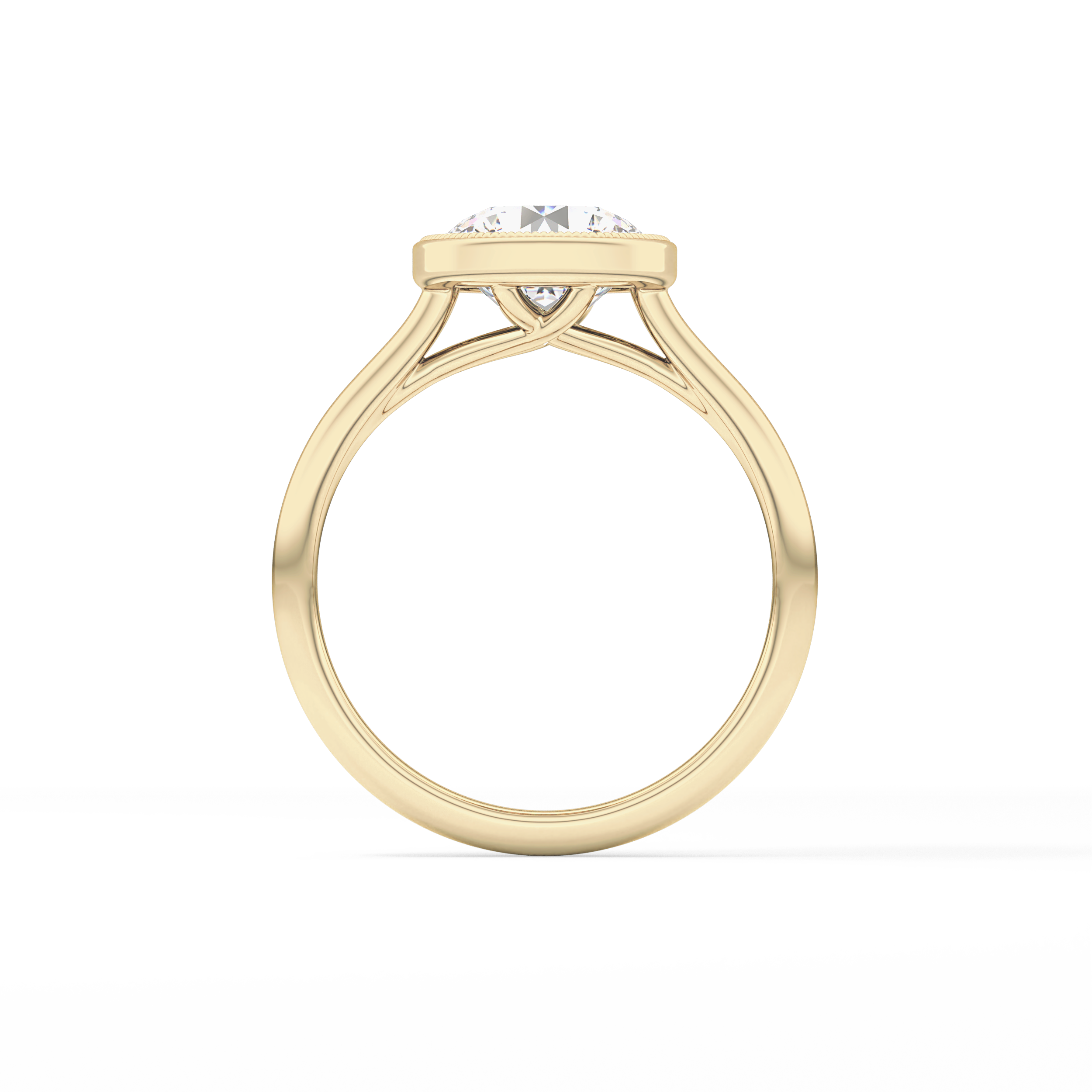 Round Bezel Lab Grown Engagement Ring