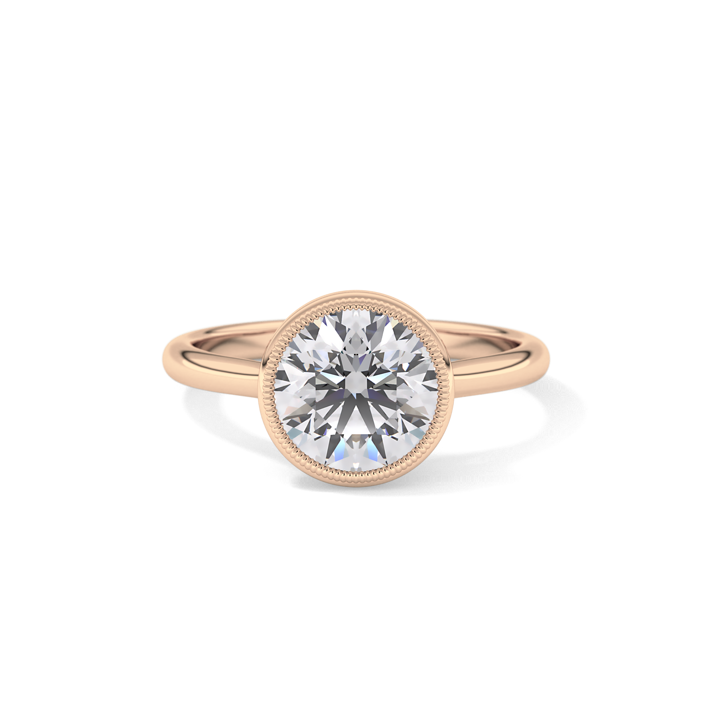Round Bezel Lab Grown Engagement Ring