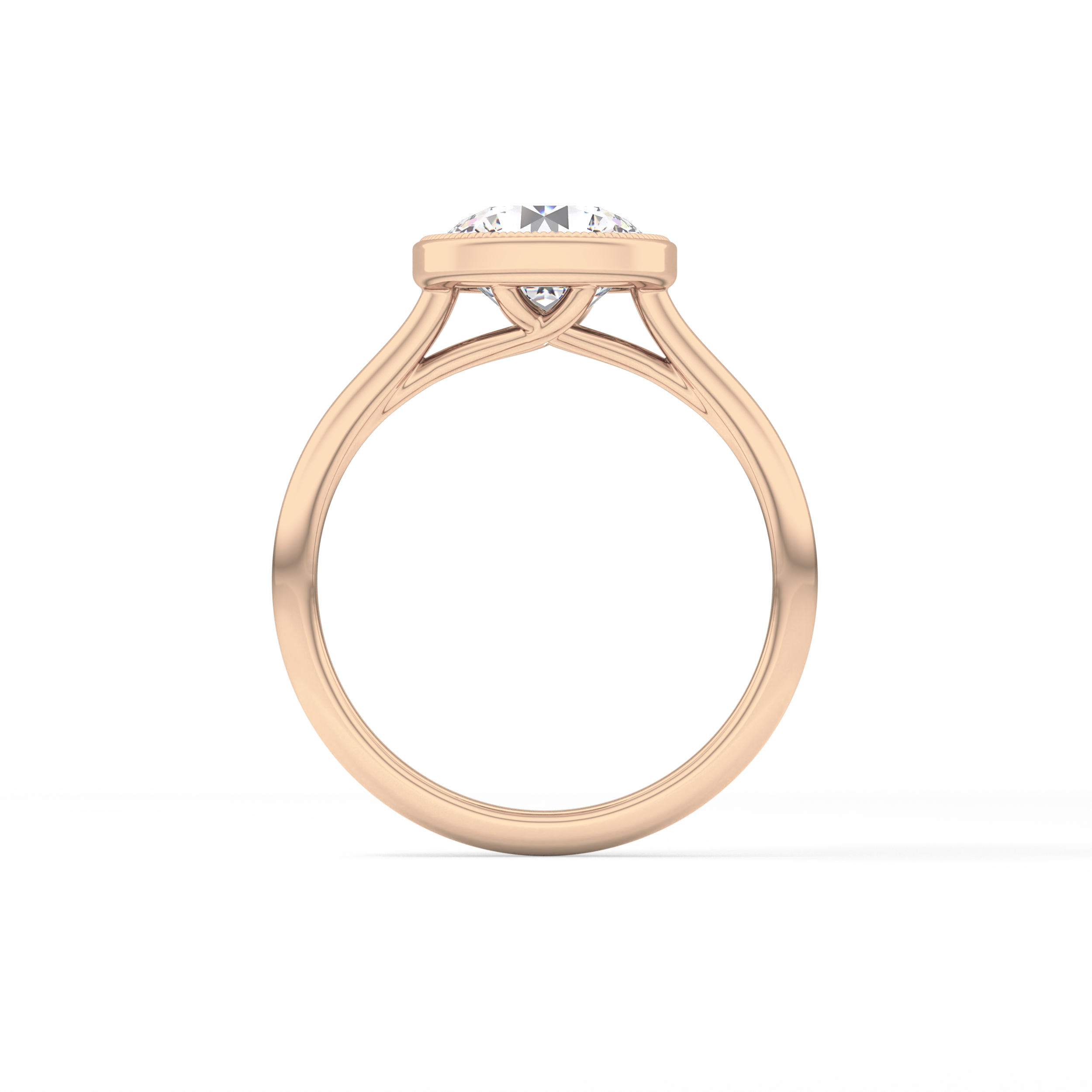 Round Bezel Lab Grown Engagement Ring