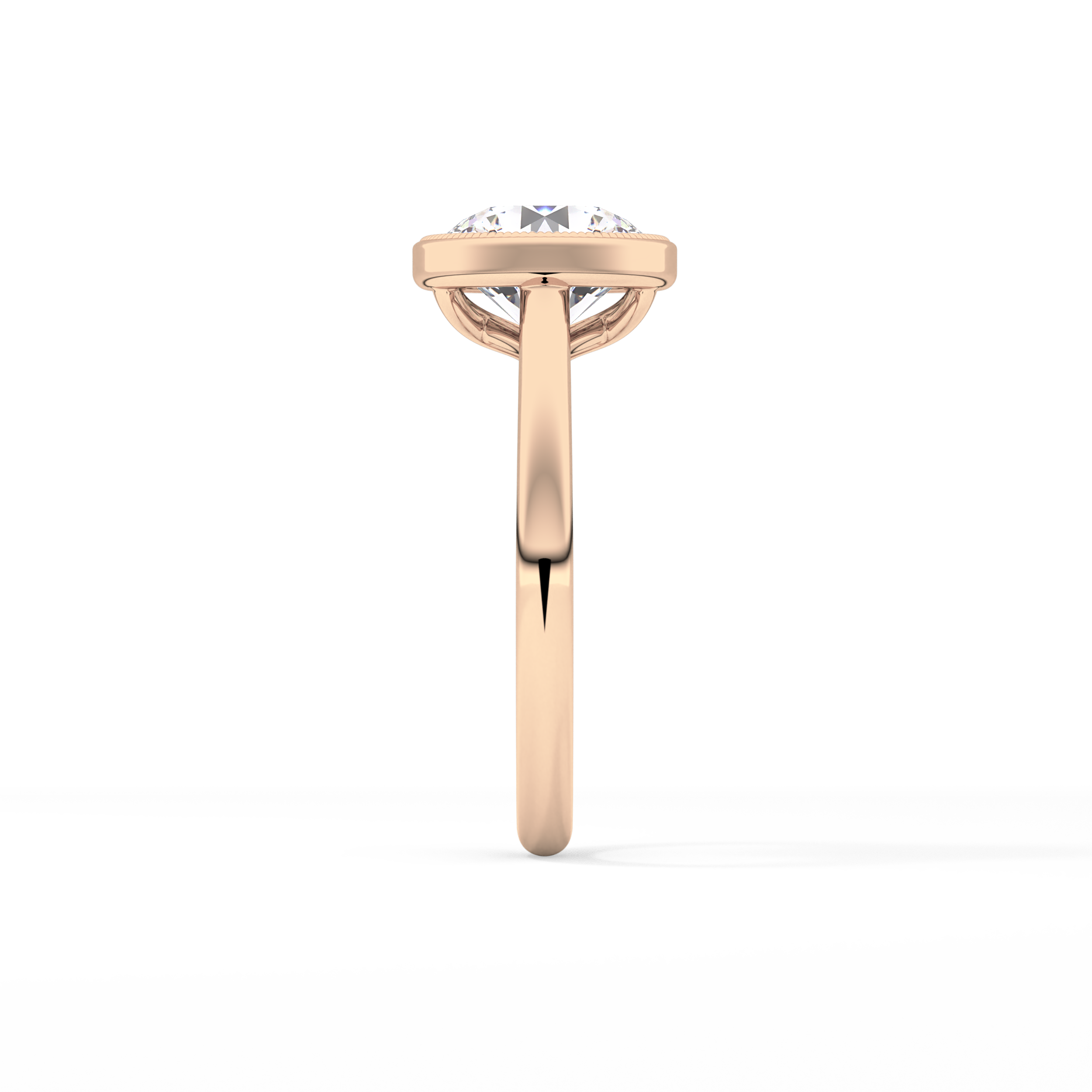 Round Bezel Lab Grown Engagement Ring