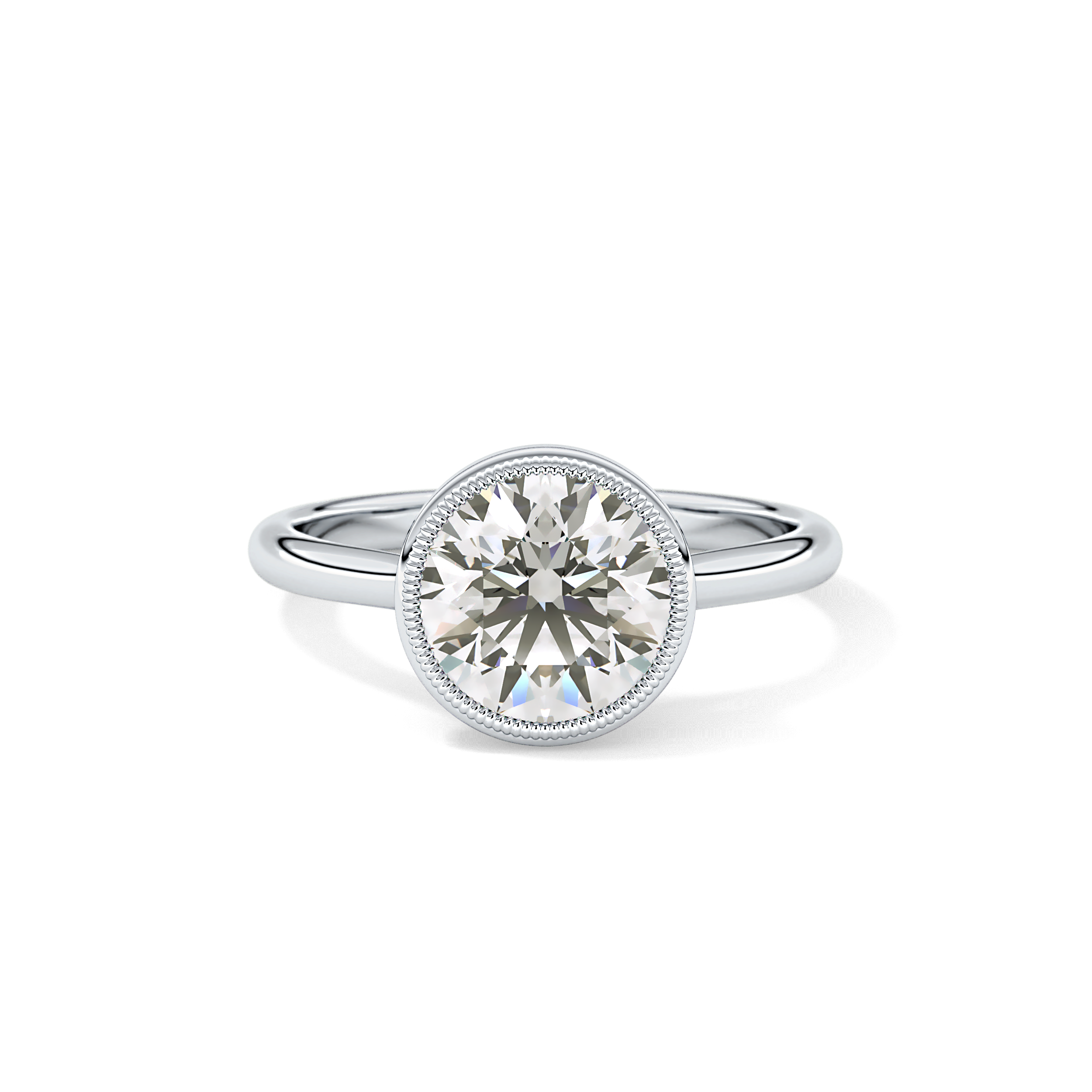 Round Bezel Lab Grown Engagement Ring