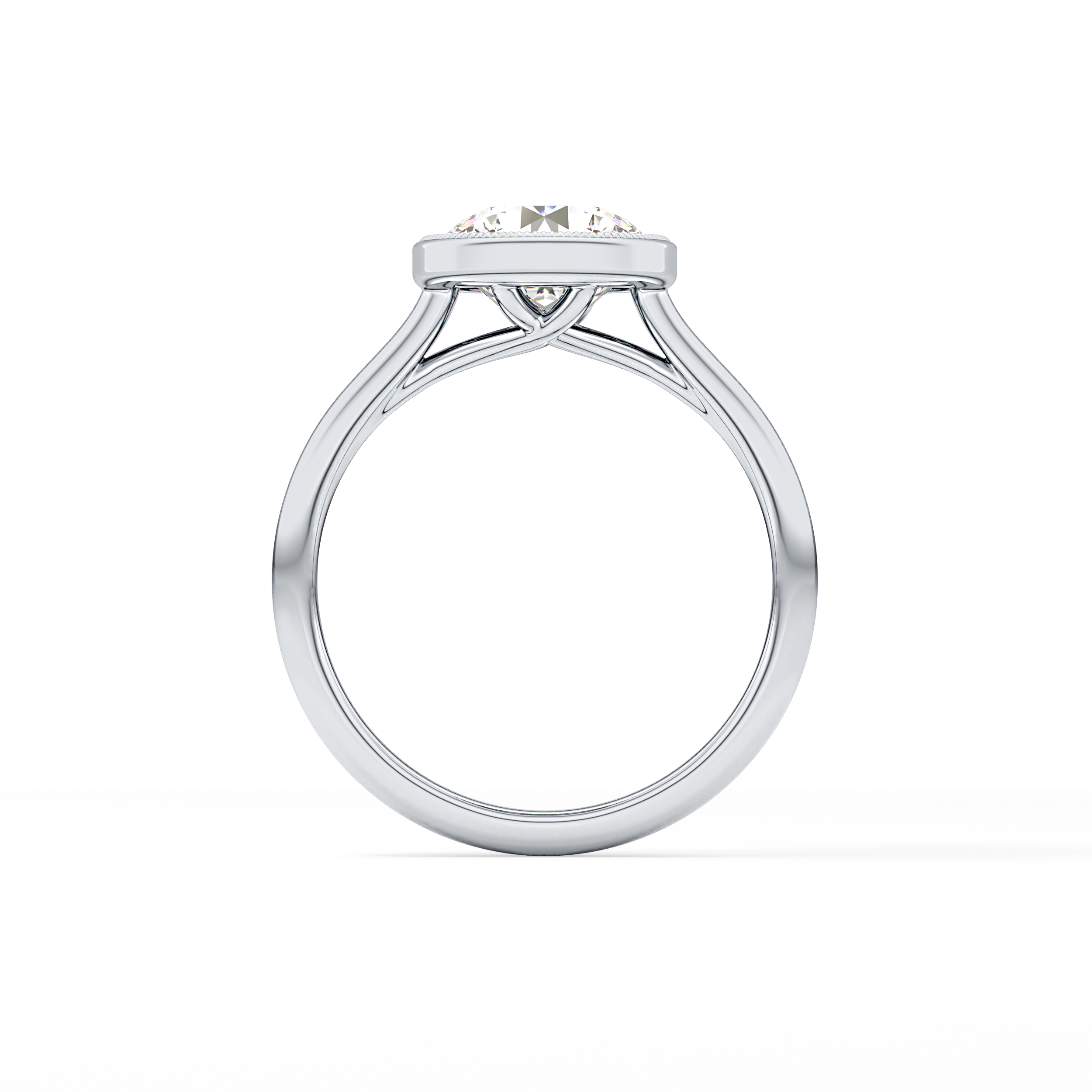 Round Bezel Lab Grown Engagement Ring