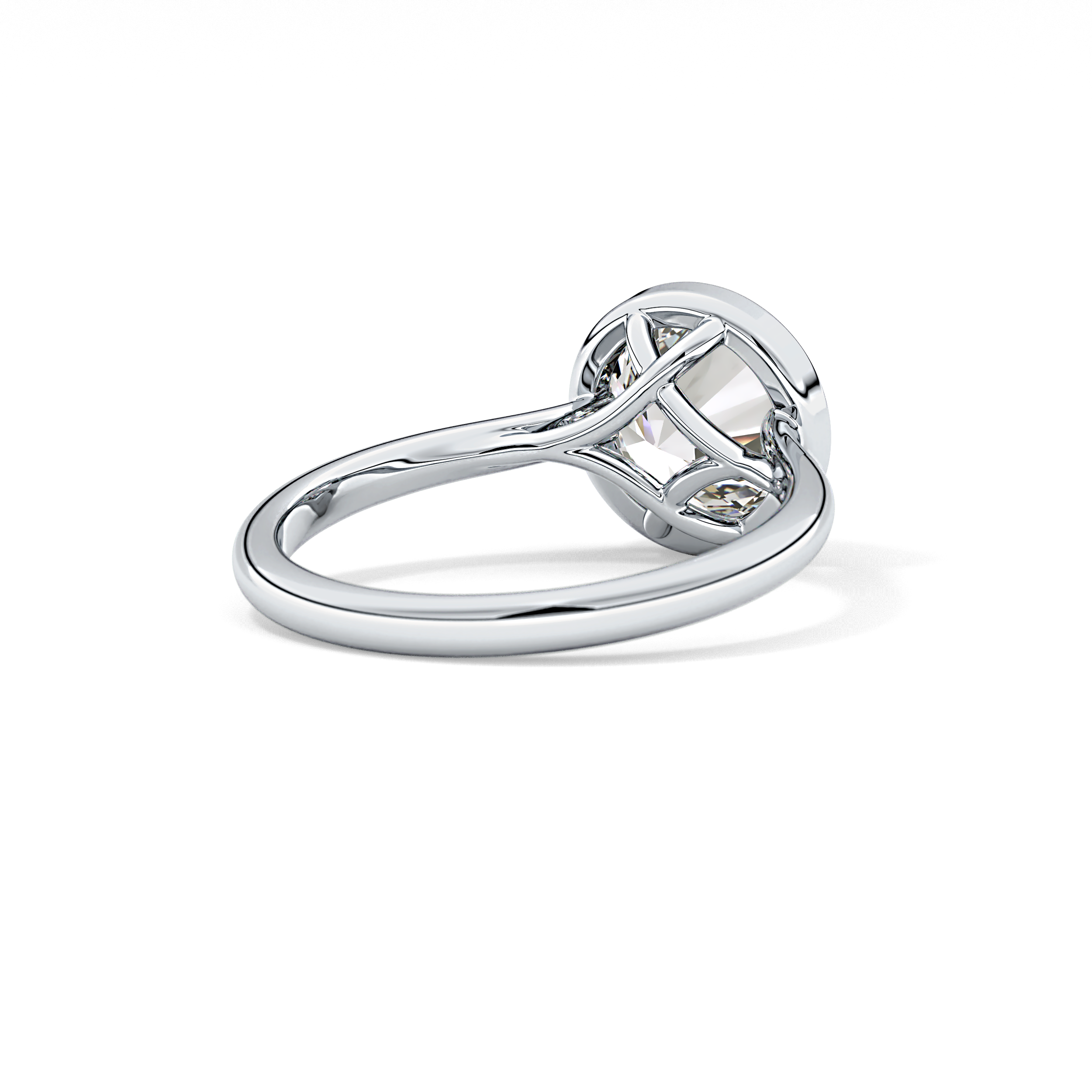 Round Bezel Lab Grown Engagement Ring