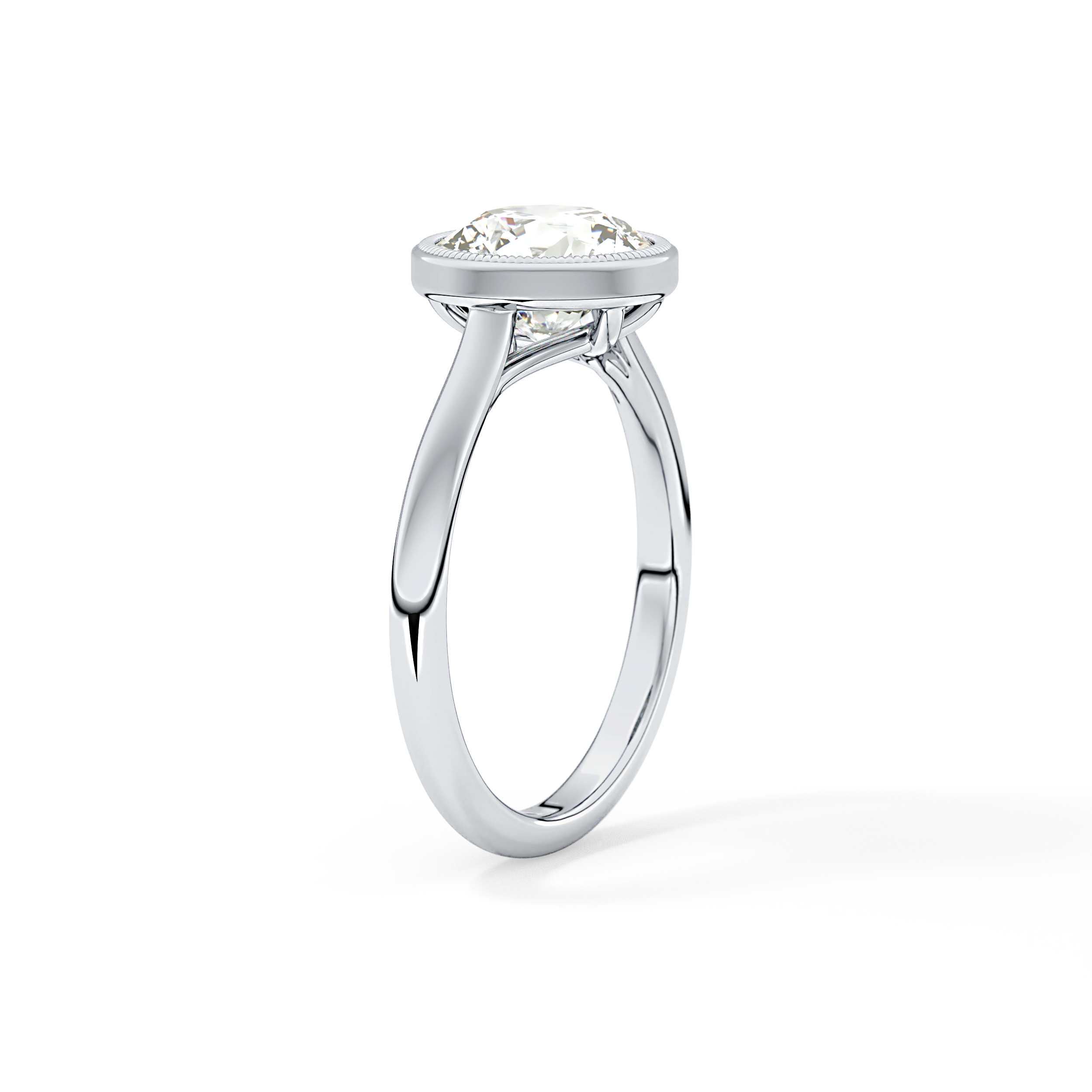 Round Bezel Lab Grown Engagement Ring