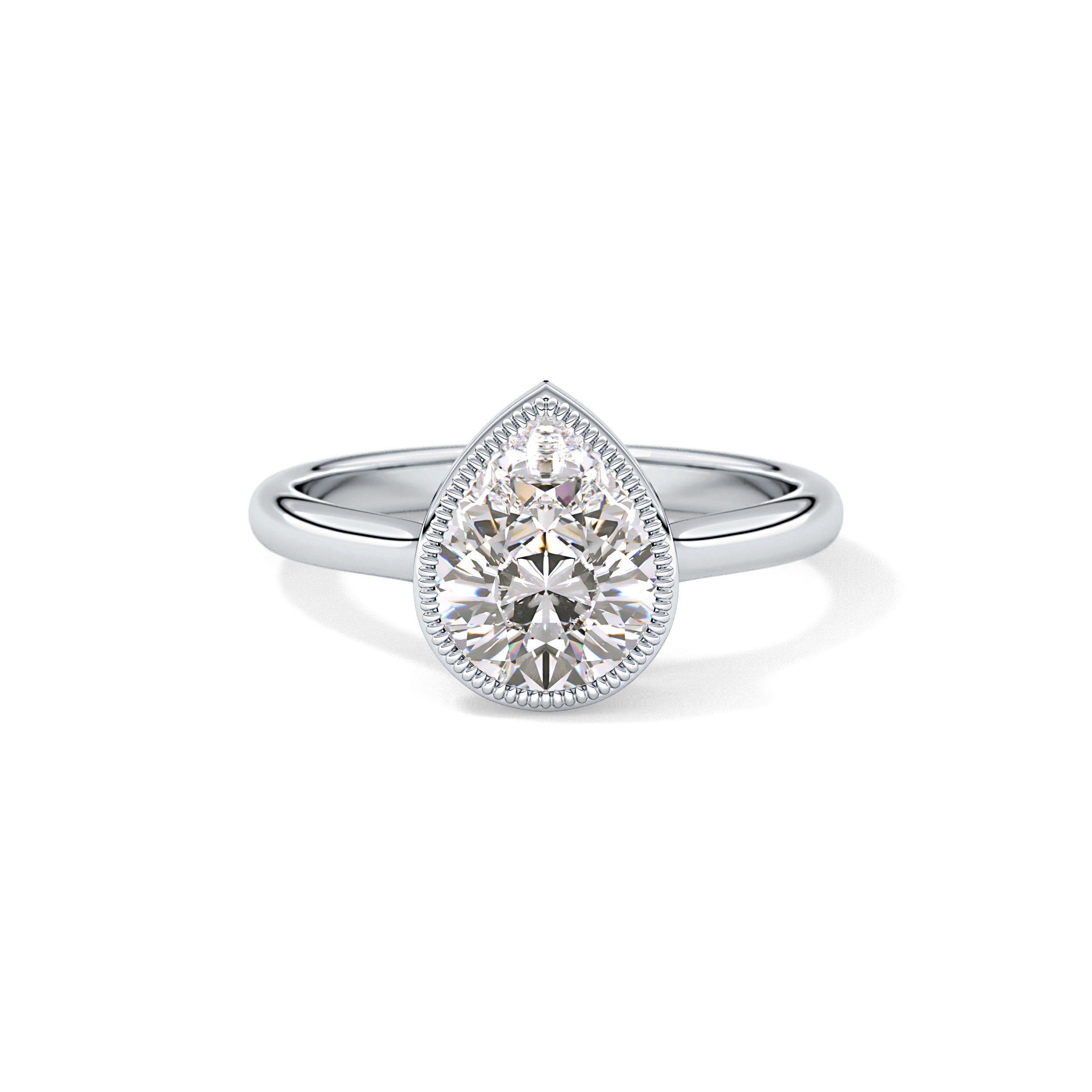 Pear Bezel Lab Grown Engagement Ring