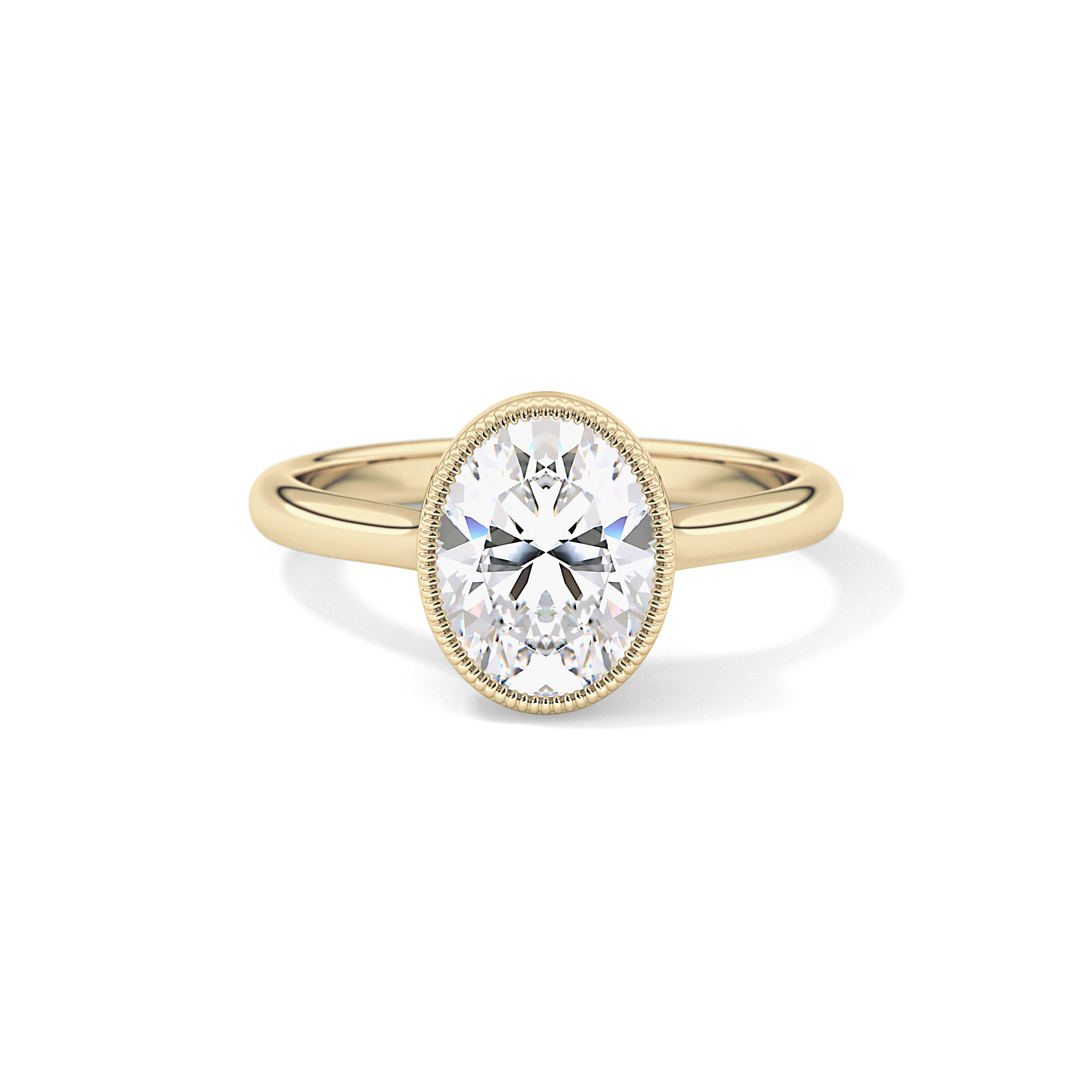 Oval Bezel Lab Grown Engagement Ring
