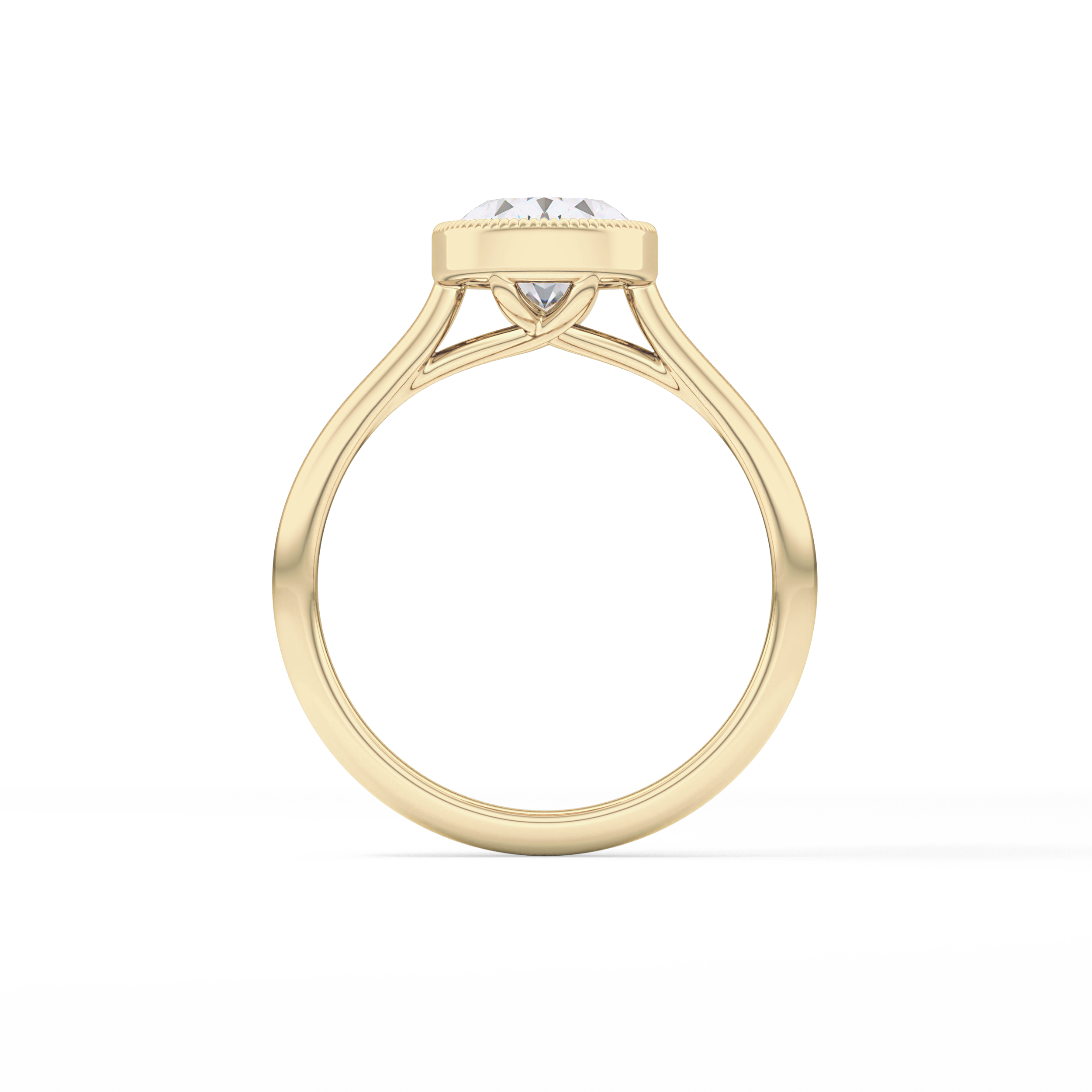 Oval Bezel Lab Grown Engagement Ring