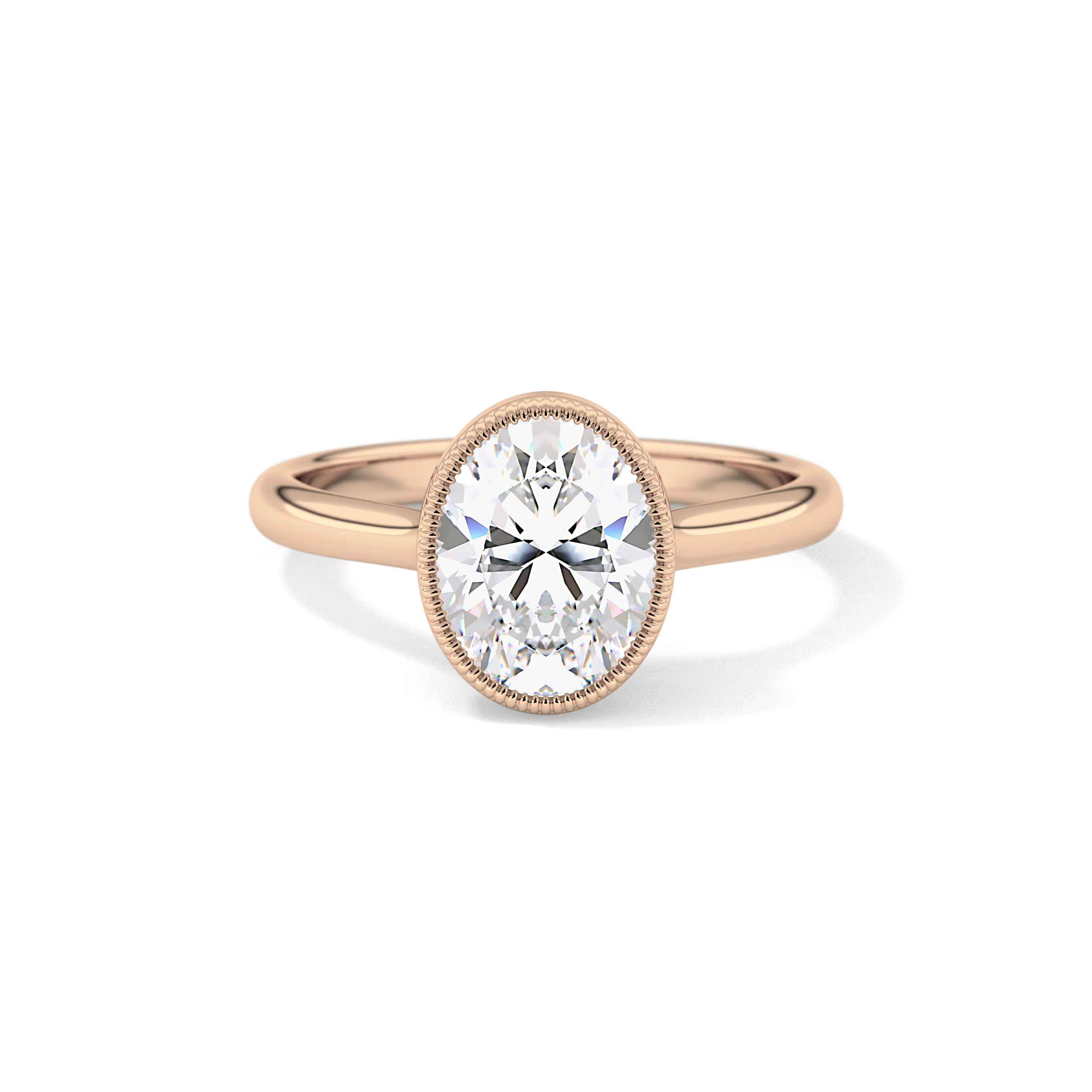Oval Bezel Lab Grown Engagement Ring
