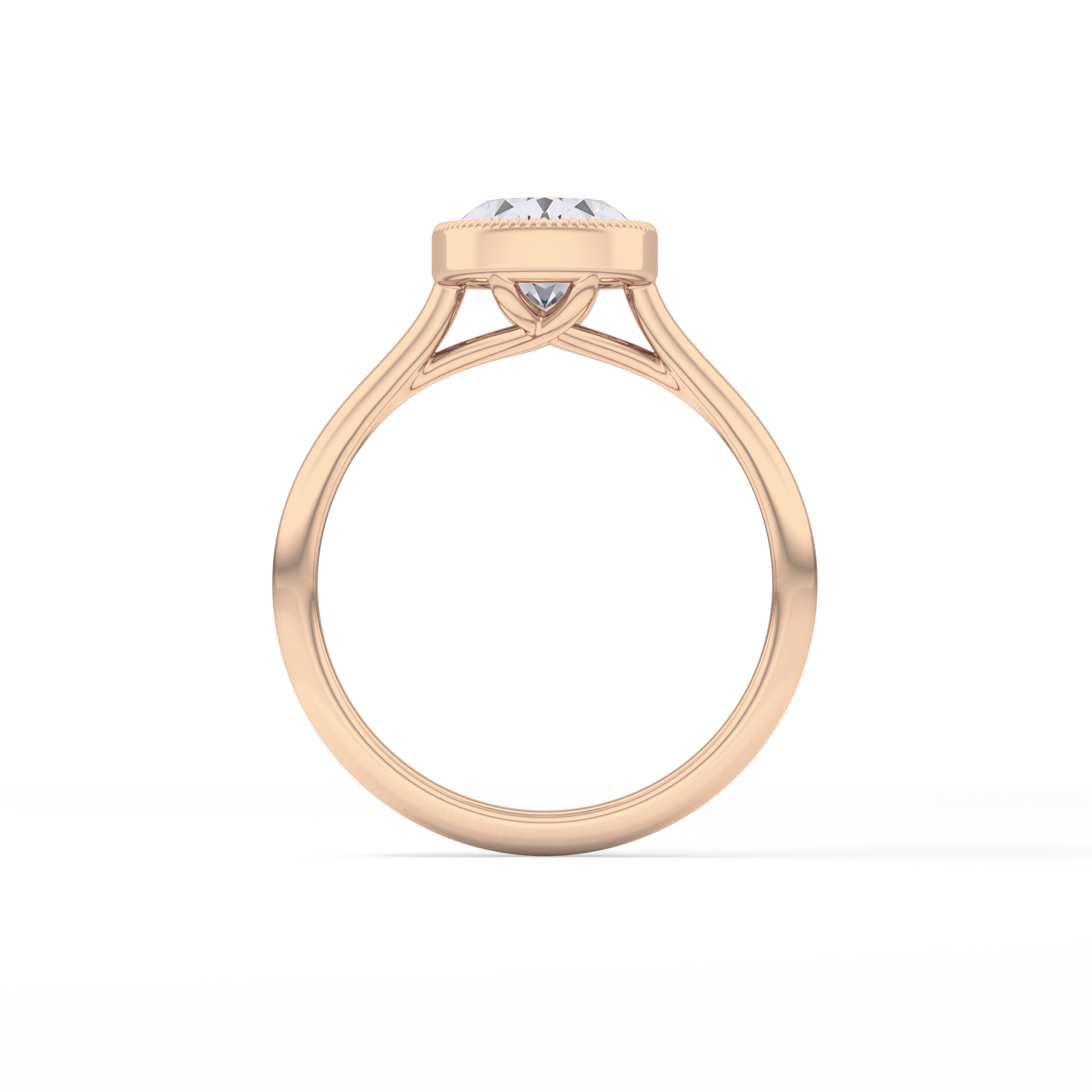Oval Bezel Lab Grown Engagement Ring