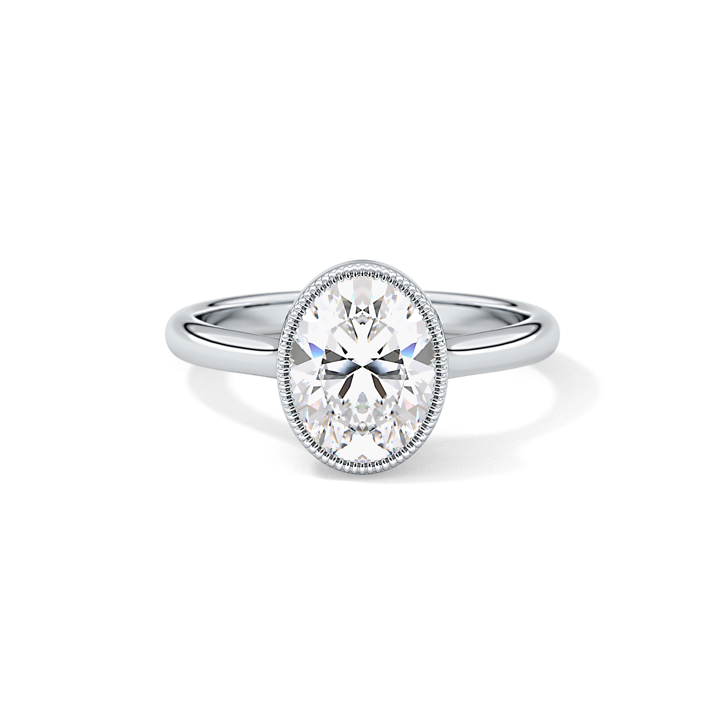 Oval Bezel Lab Grown Engagement Ring