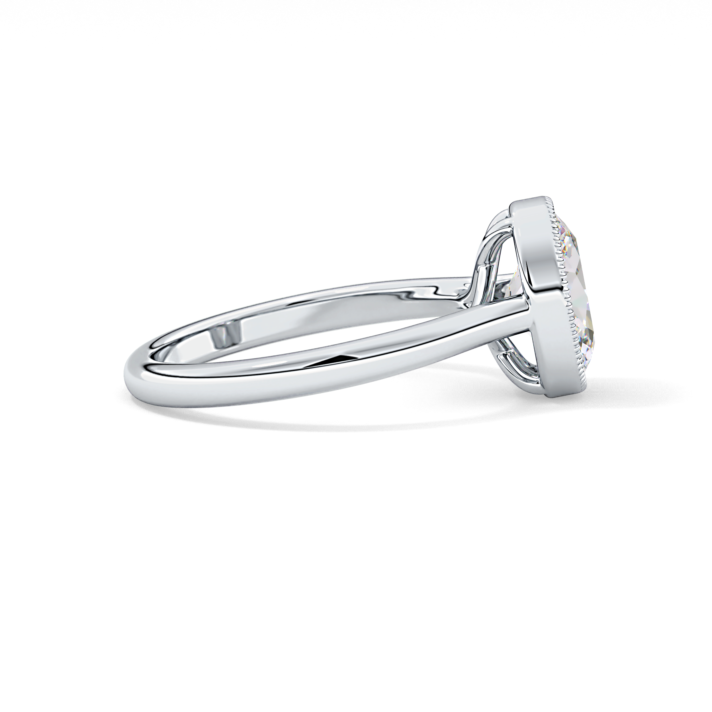 Oval Bezel Lab Grown Engagement Ring