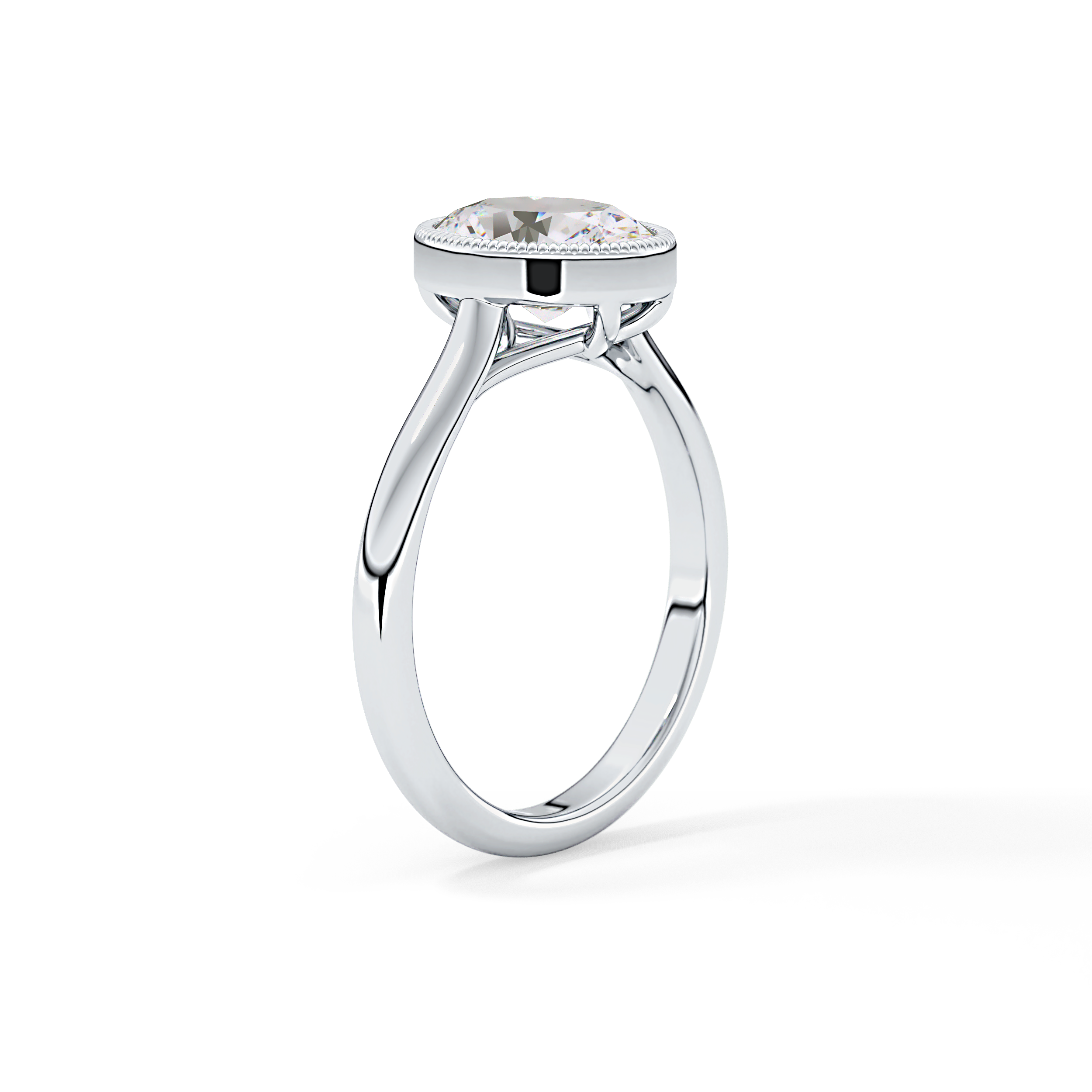 Oval Bezel Lab Grown Engagement Ring