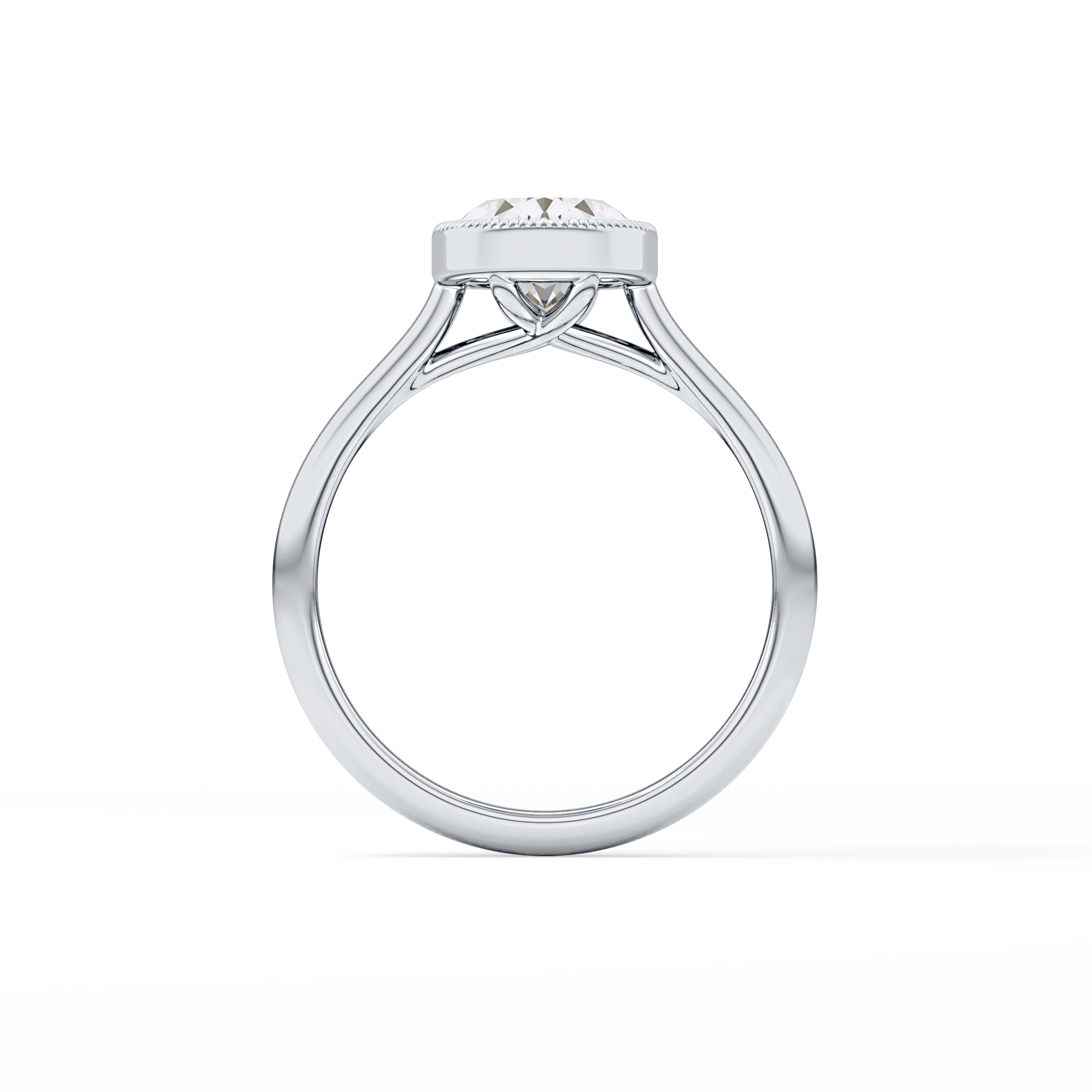 Oval Bezel Lab Grown Engagement Ring