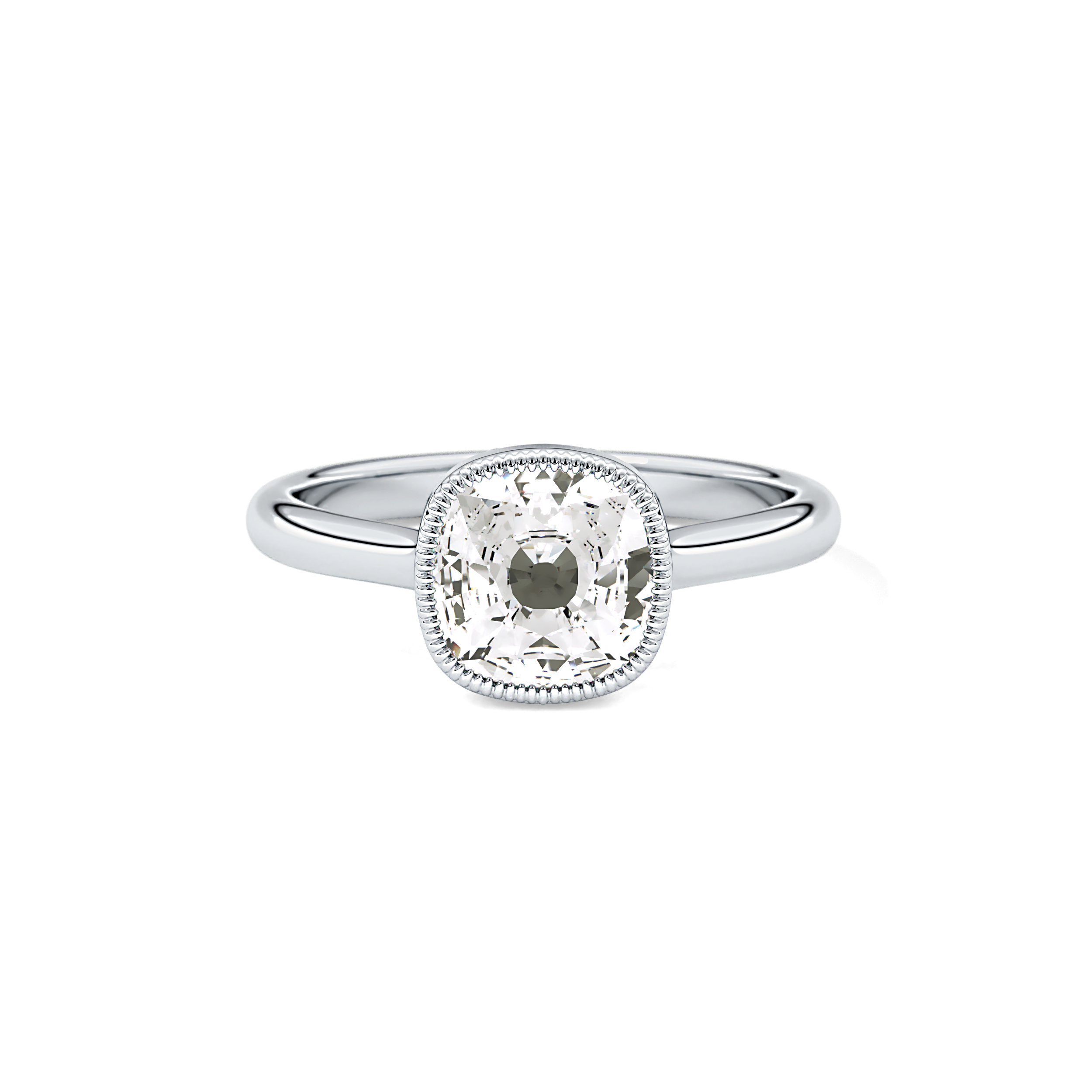 Cushion Bezel Lab Grown Engagement Ring