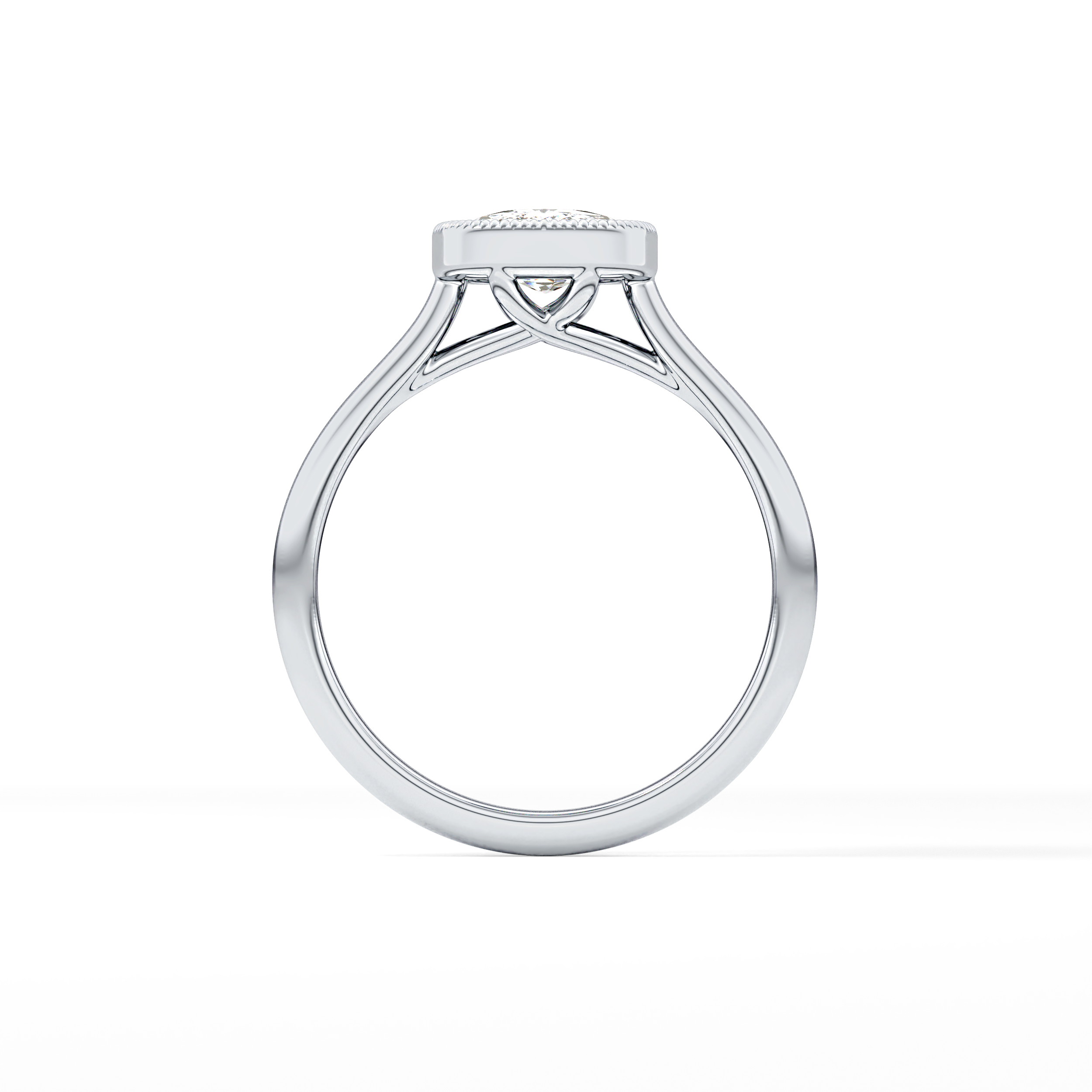 Cushion Bezel Lab Grown Engagement Ring