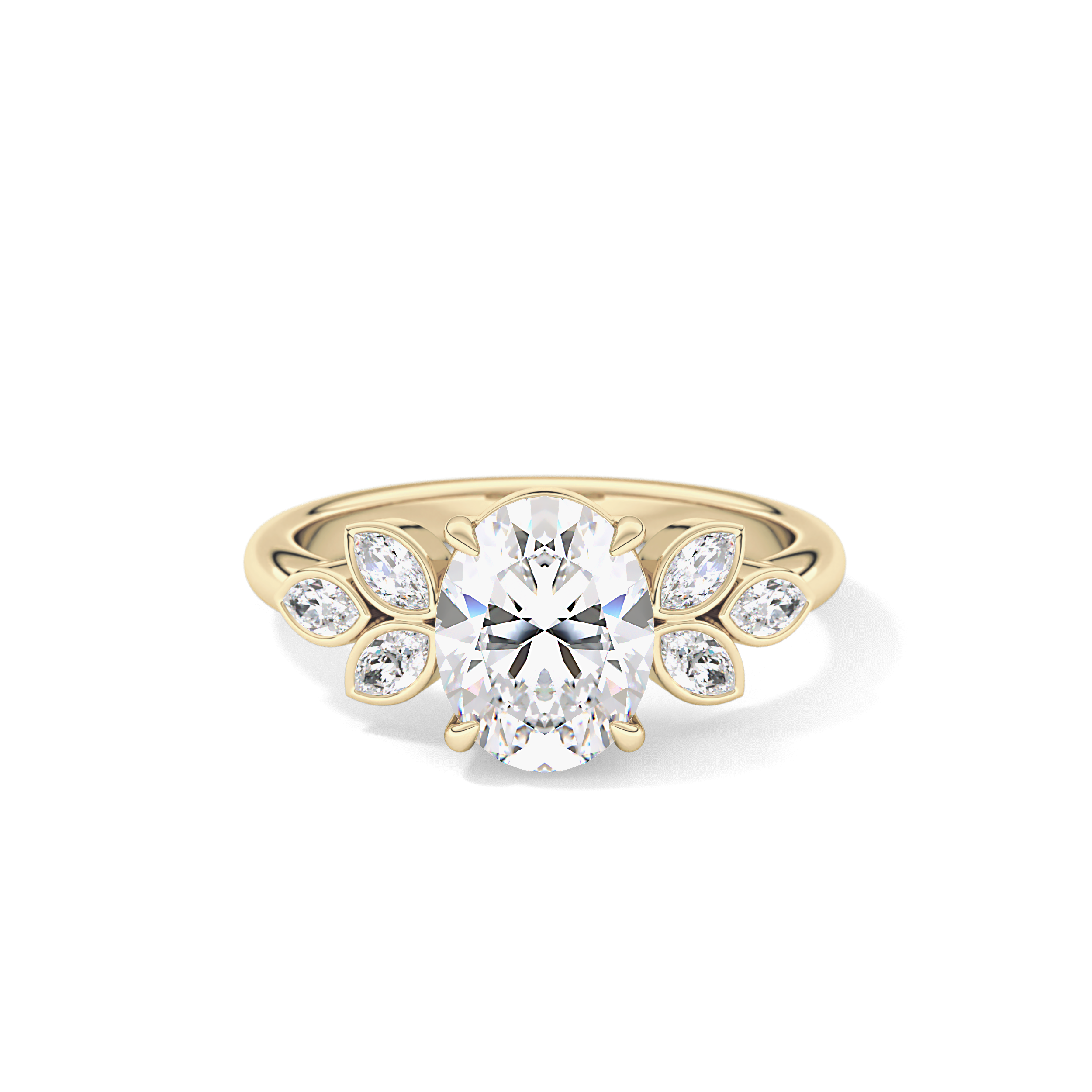 Oval Cluster Lab Grown Diamond Engagement Ring