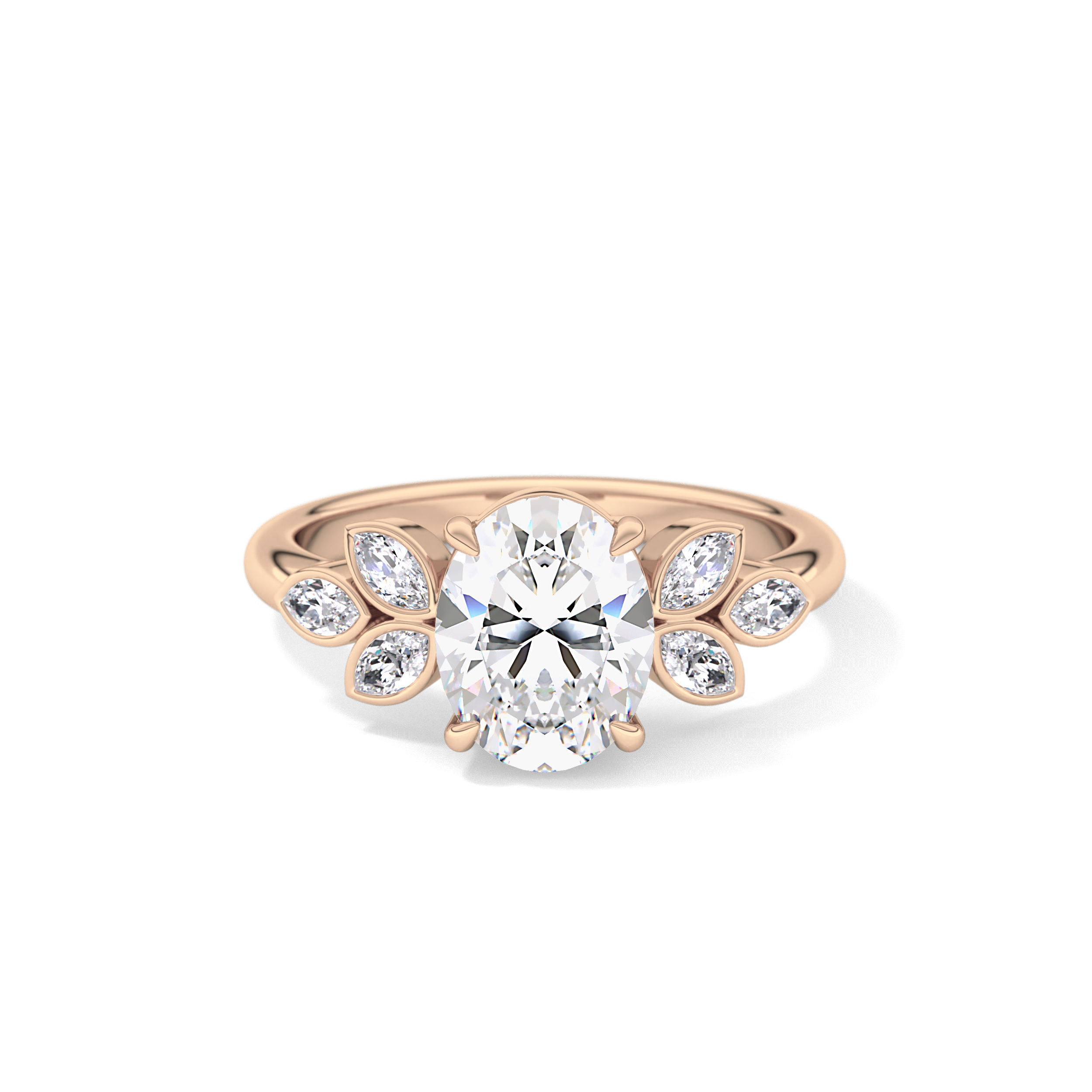 Oval Cluster Lab Grown Diamond Engagement Ring