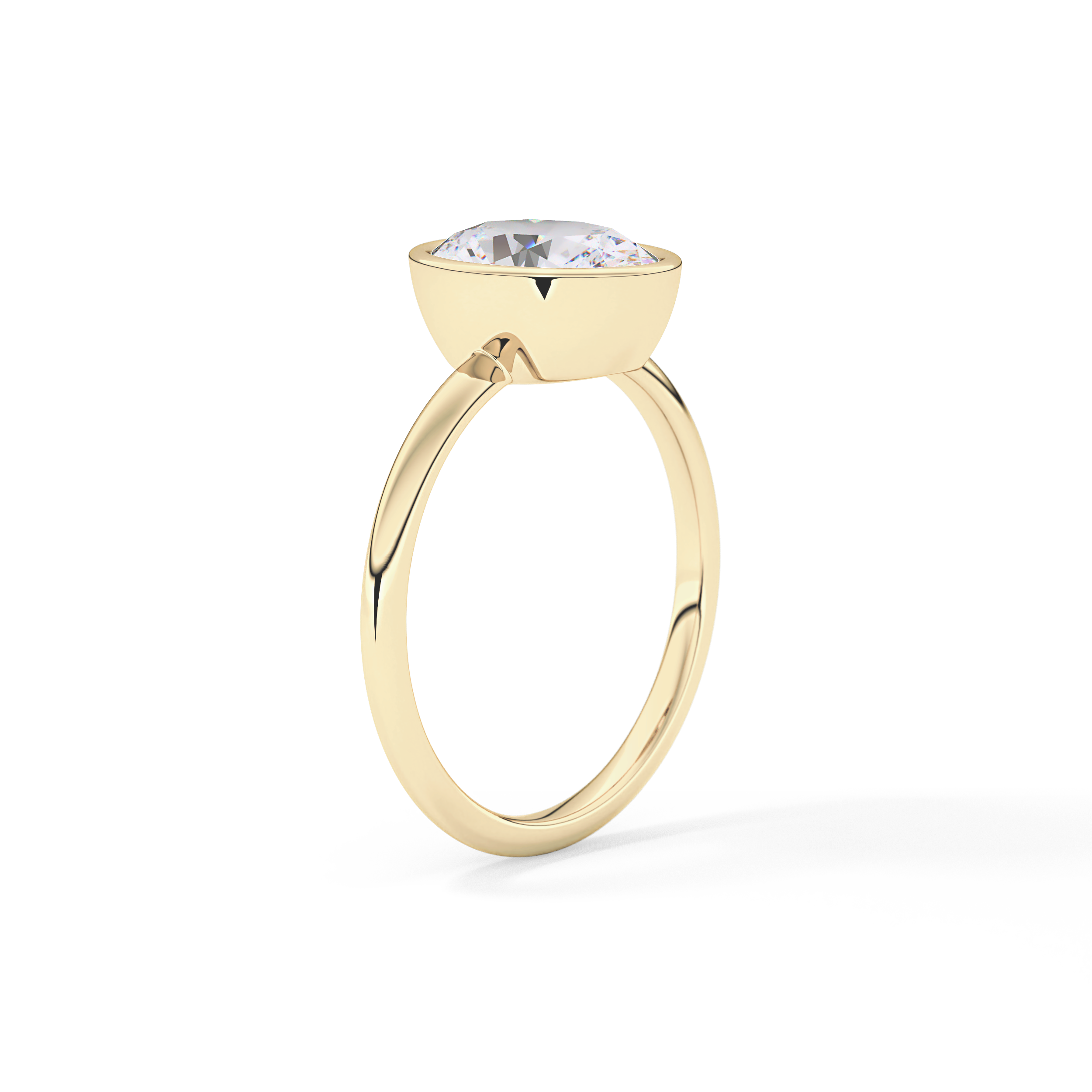 Oval Bezel Lab Grown Engagement Ring
