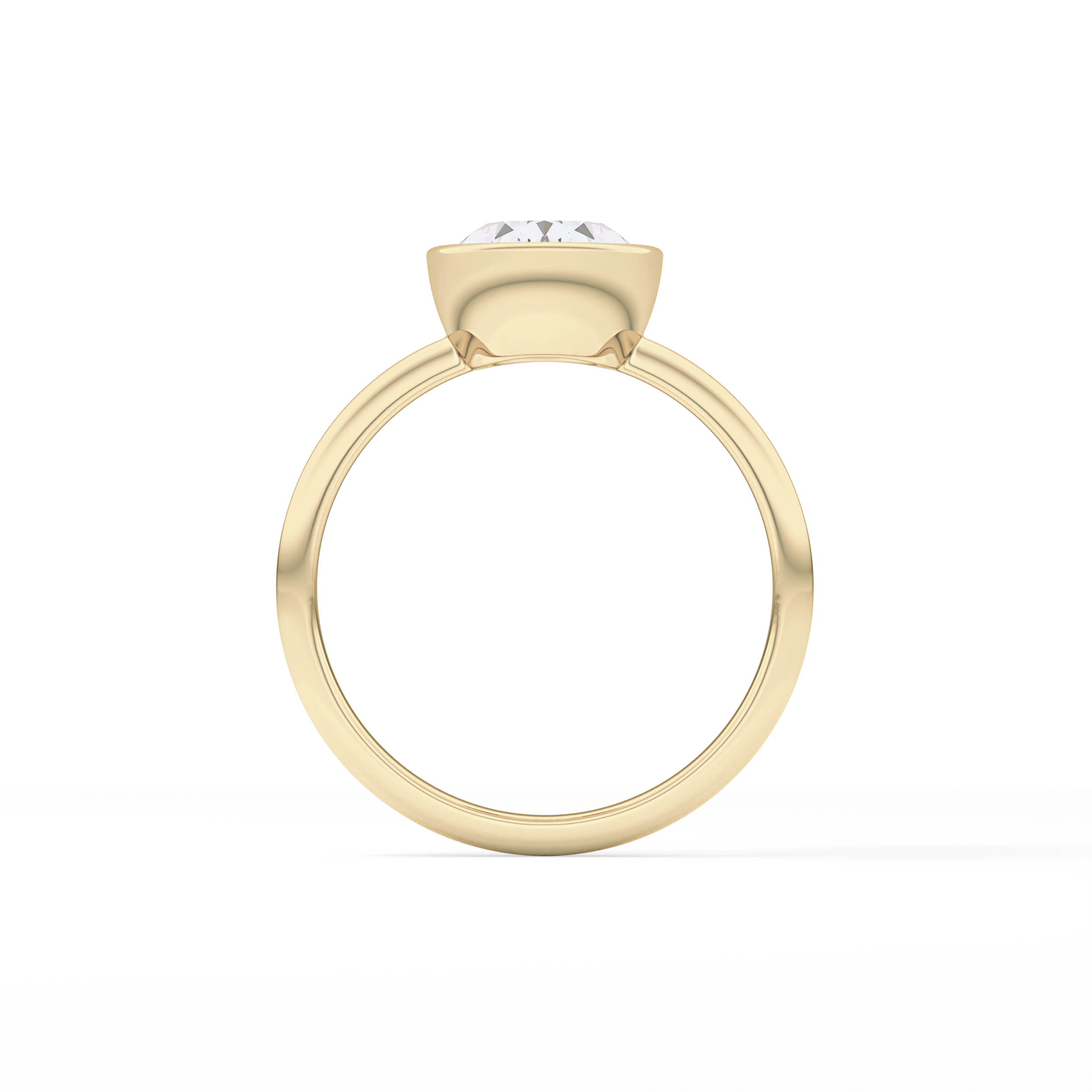 Oval Bezel Lab Grown Engagement Ring