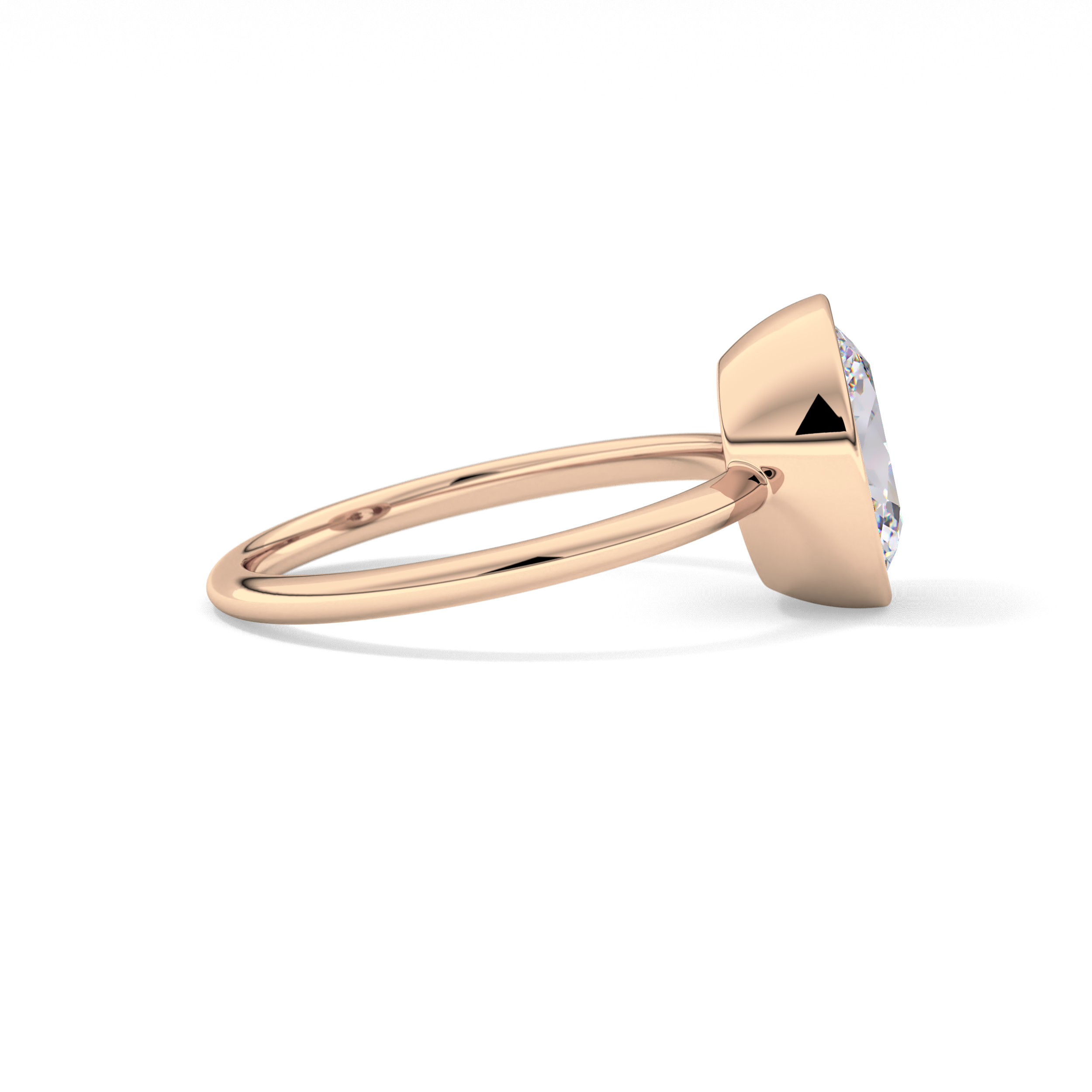 Oval Bezel Lab Grown Engagement Ring