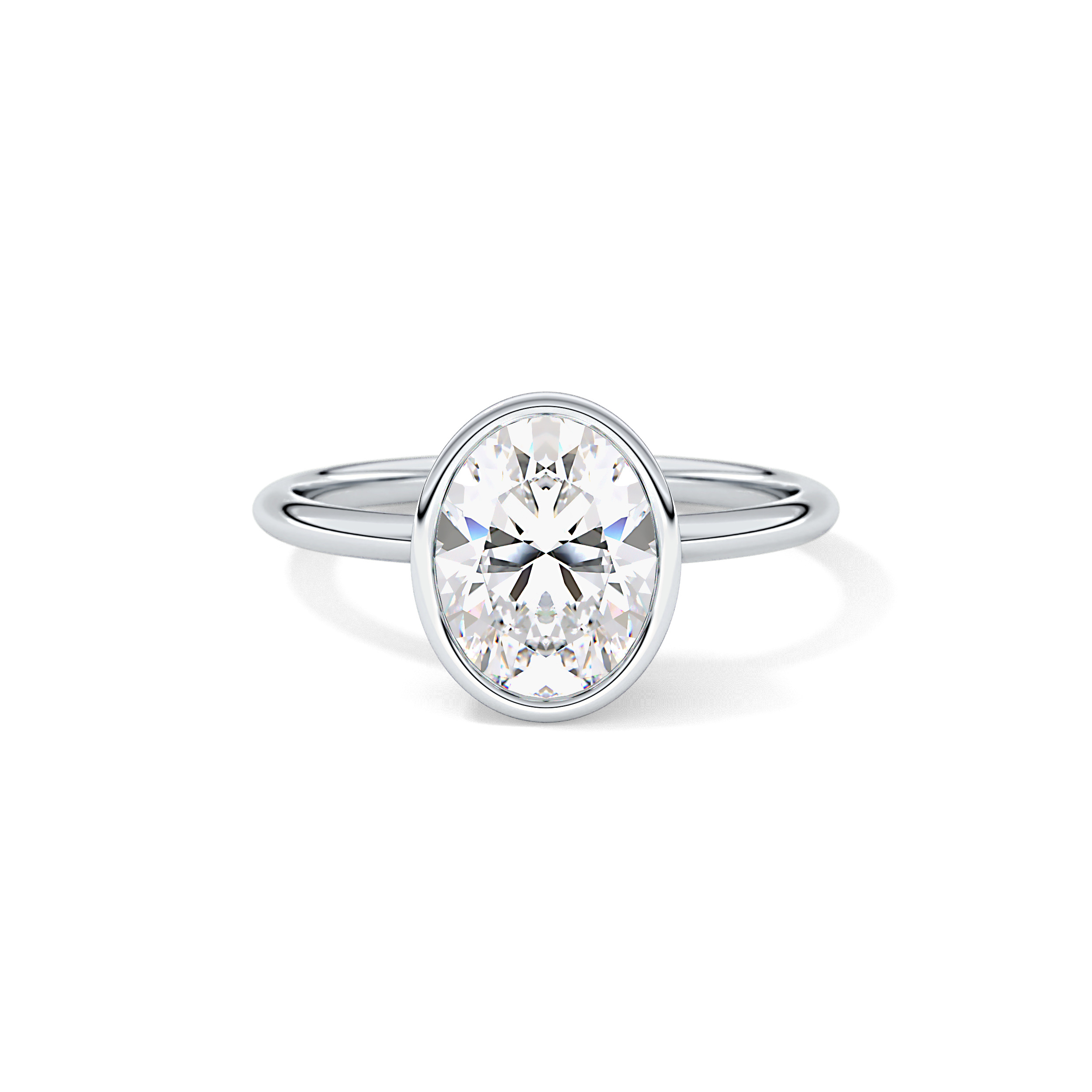 Oval Bezel Lab Grown Engagement Ring