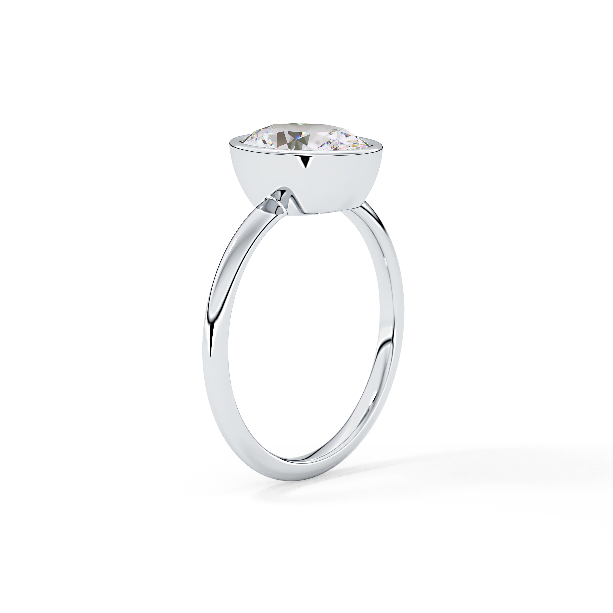 Oval Bezel Lab Grown Engagement Ring