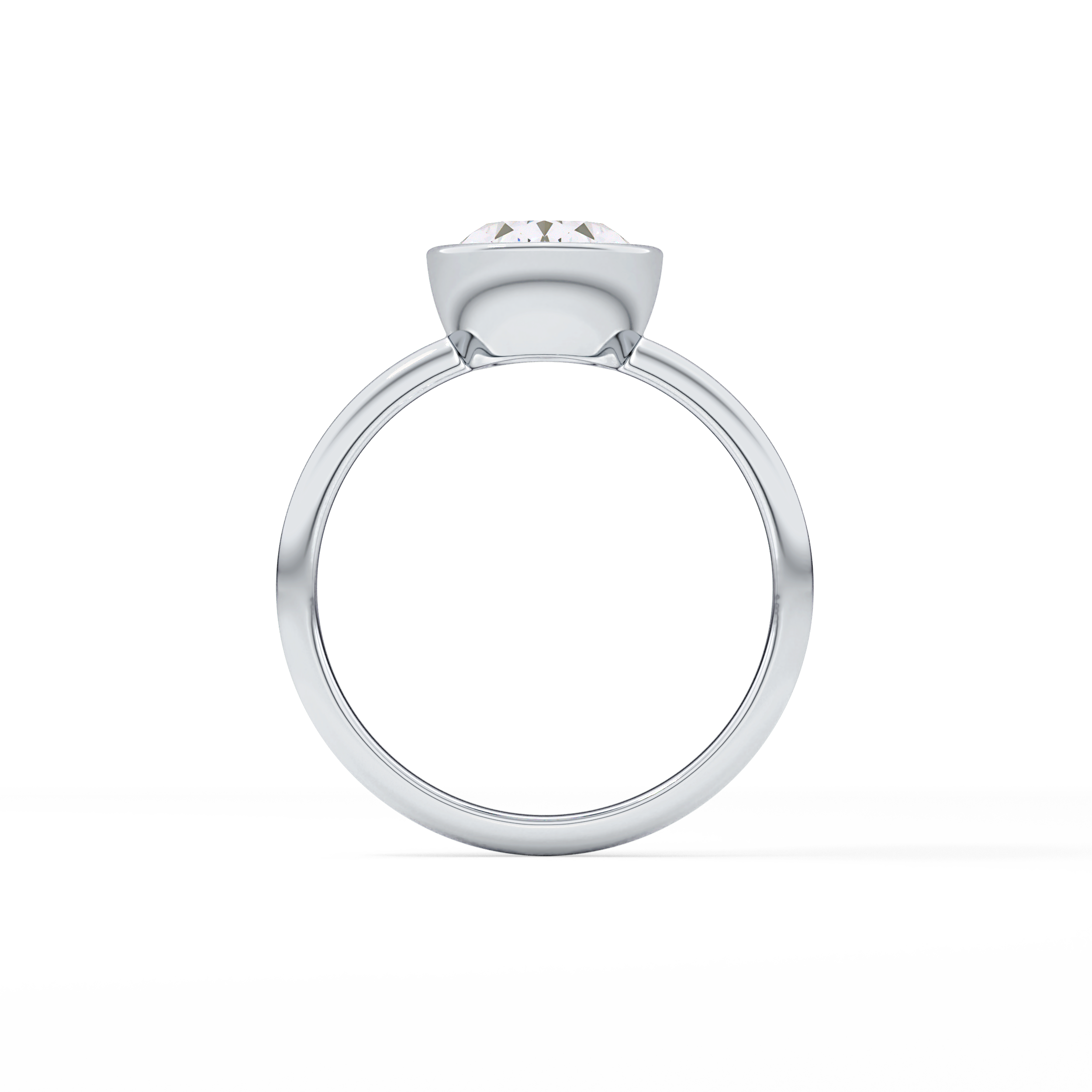 Oval Bezel Lab Grown Engagement Ring