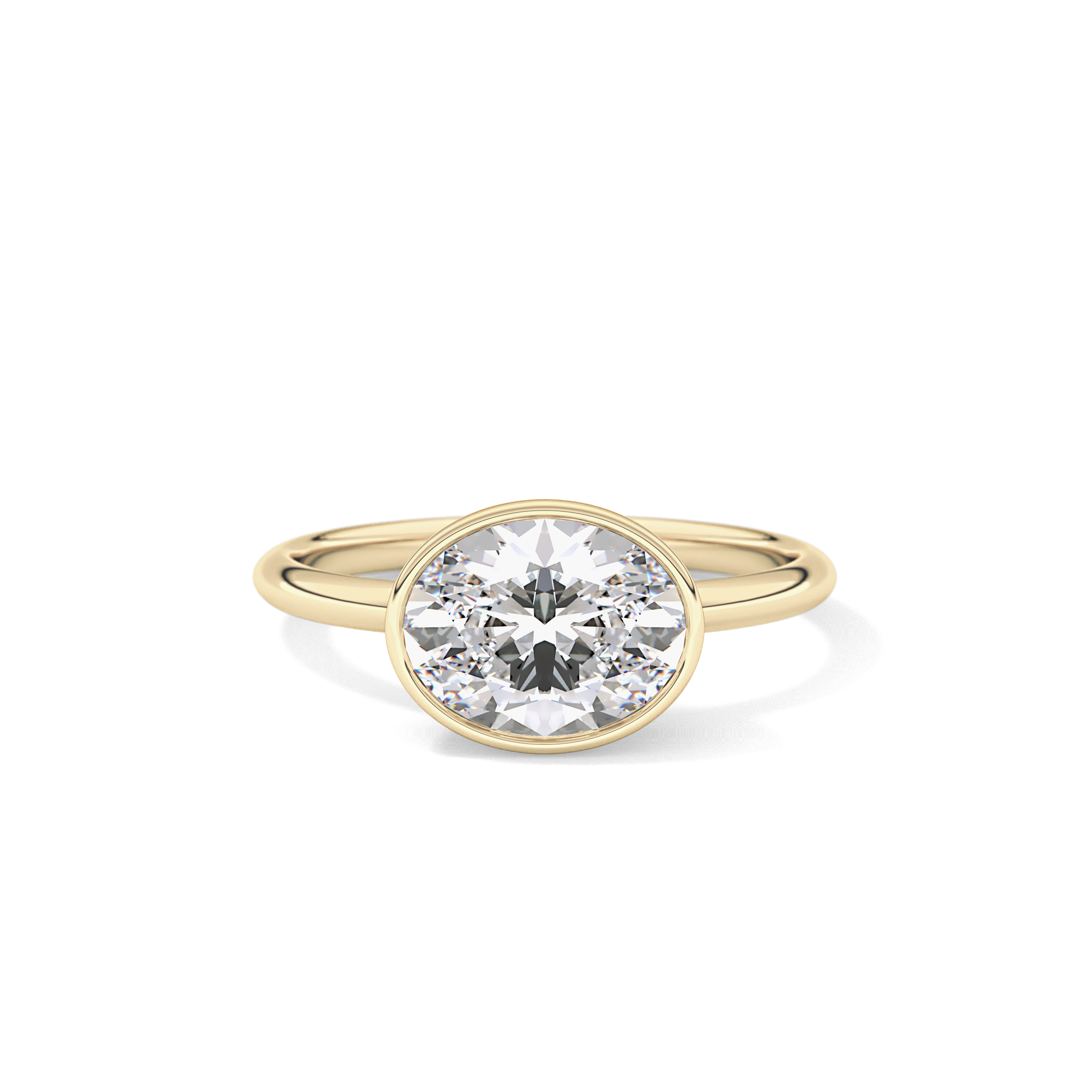 East West Oval Bezel Lab Grown Engagement Ring