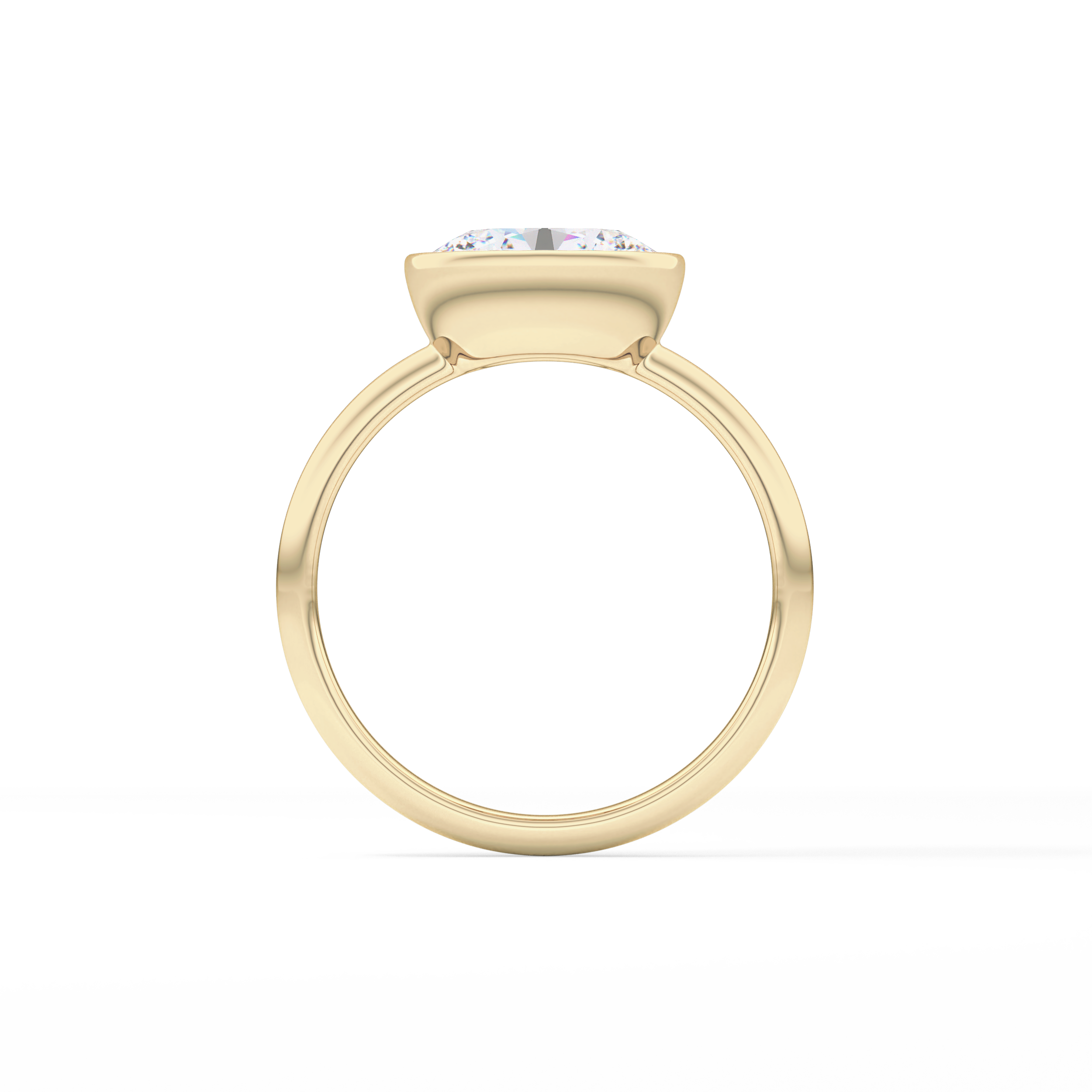 East West Oval Bezel Lab Grown Engagement Ring