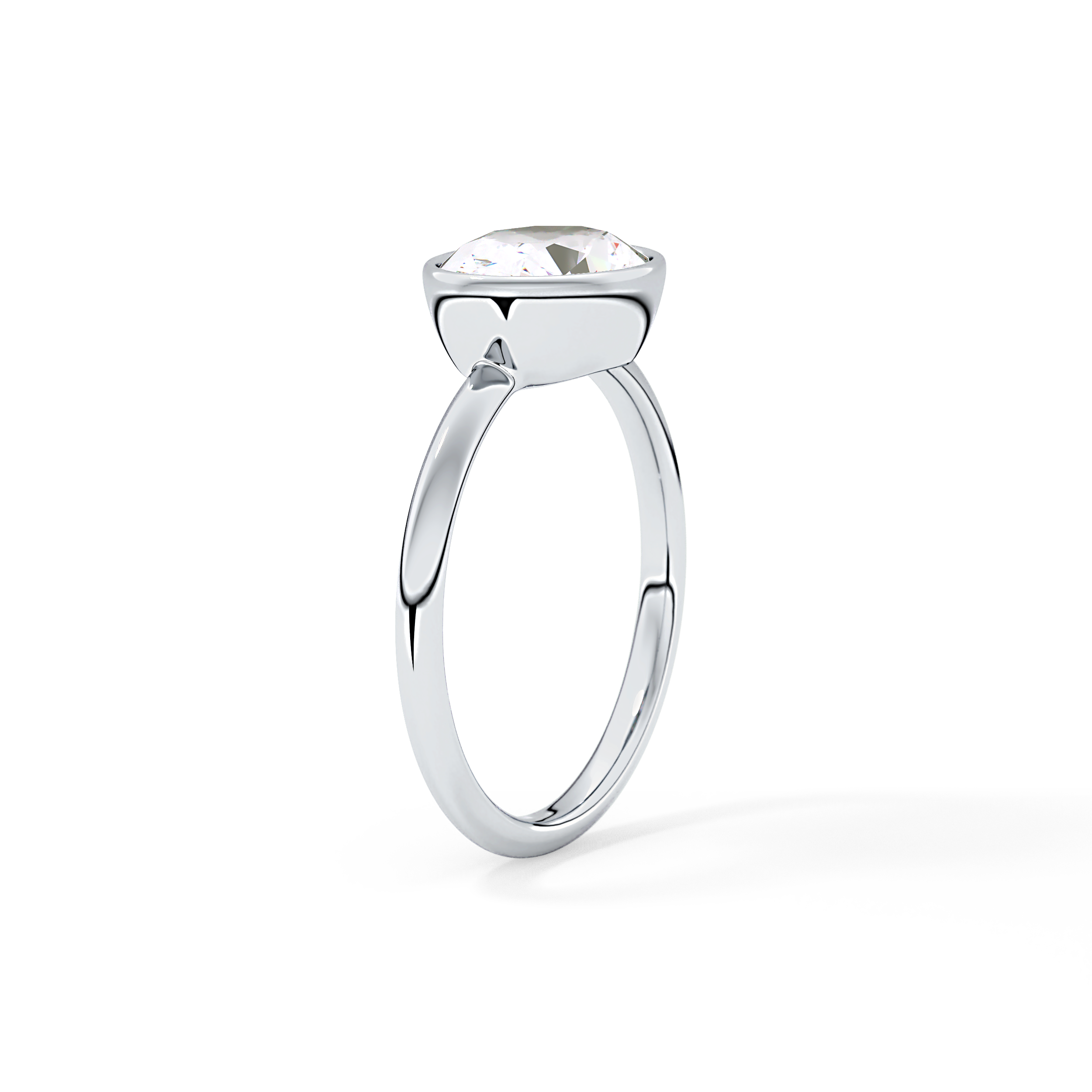 East West Oval Bezel Lab Grown Engagement Ring