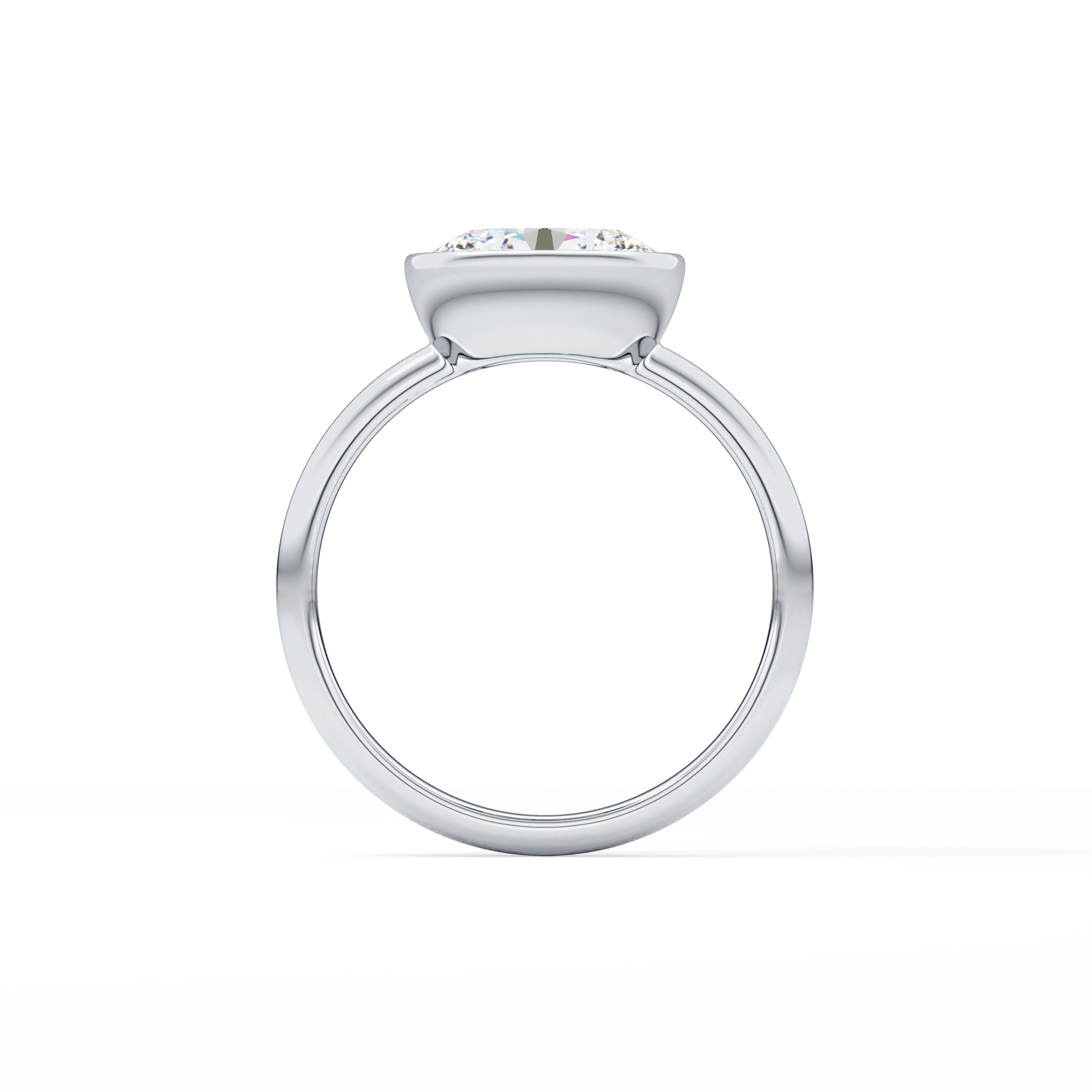 East West Oval Bezel Lab Grown Engagement Ring