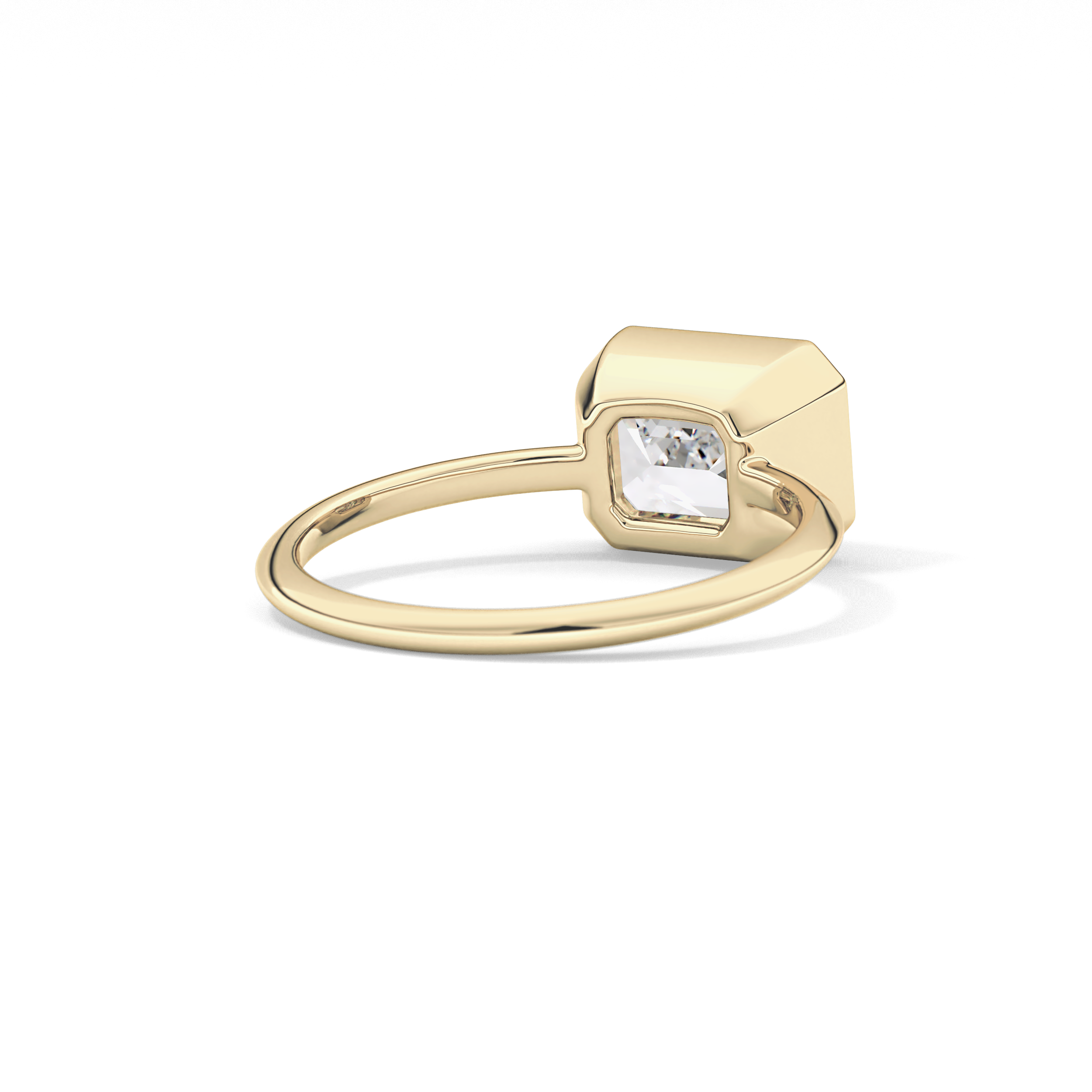 East West Emerald Bezel Lab Grown Engagement Ring