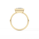 East West Emerald Bezel Lab Grown Engagement Ring