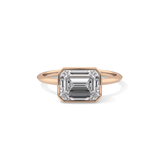 East West Emerald Bezel Lab Grown Engagement Ring