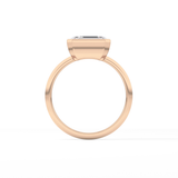 East West Emerald Bezel Lab Grown Engagement Ring