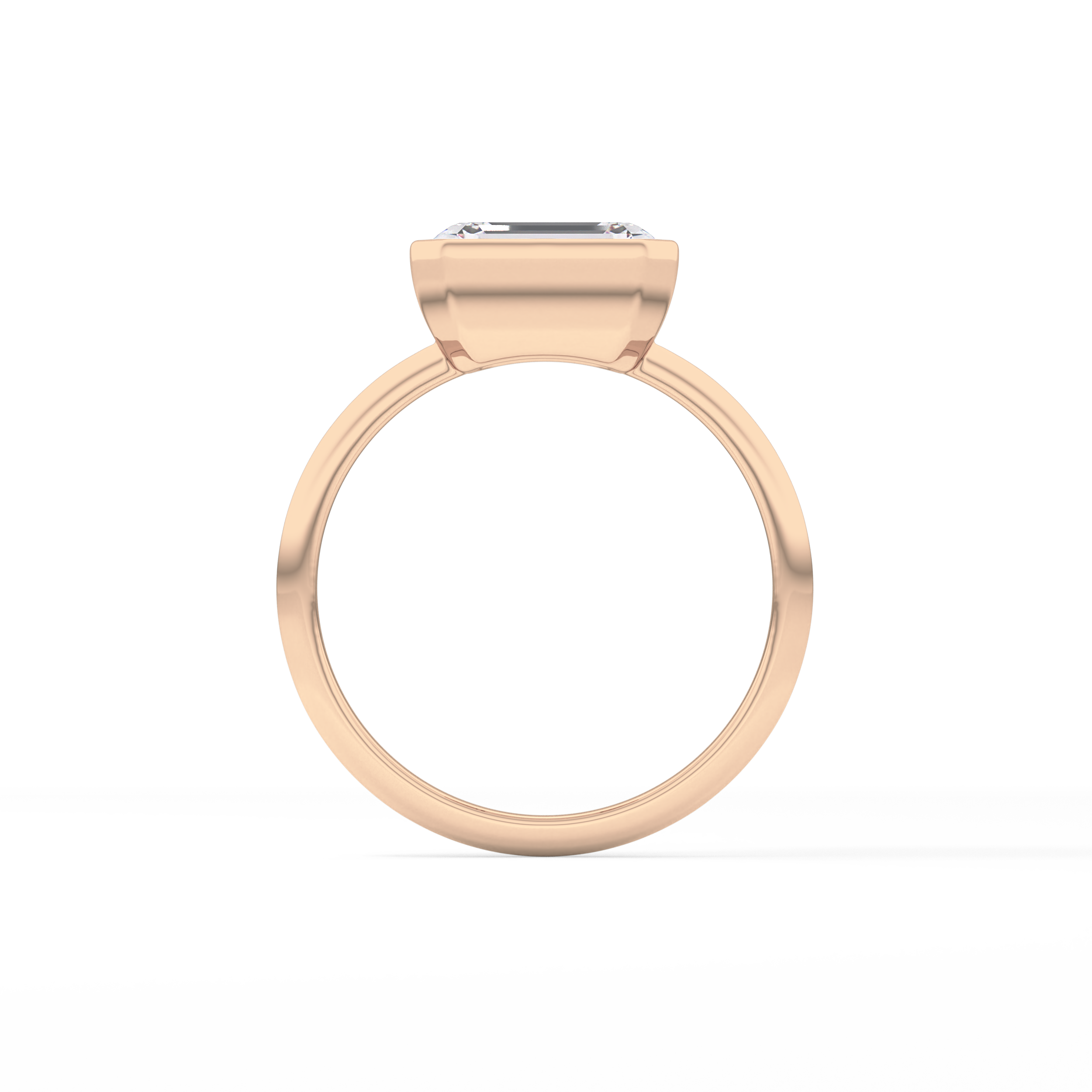 East West Emerald Bezel Lab Grown Engagement Ring