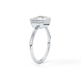 East West Emerald Bezel Lab Grown Engagement Ring
