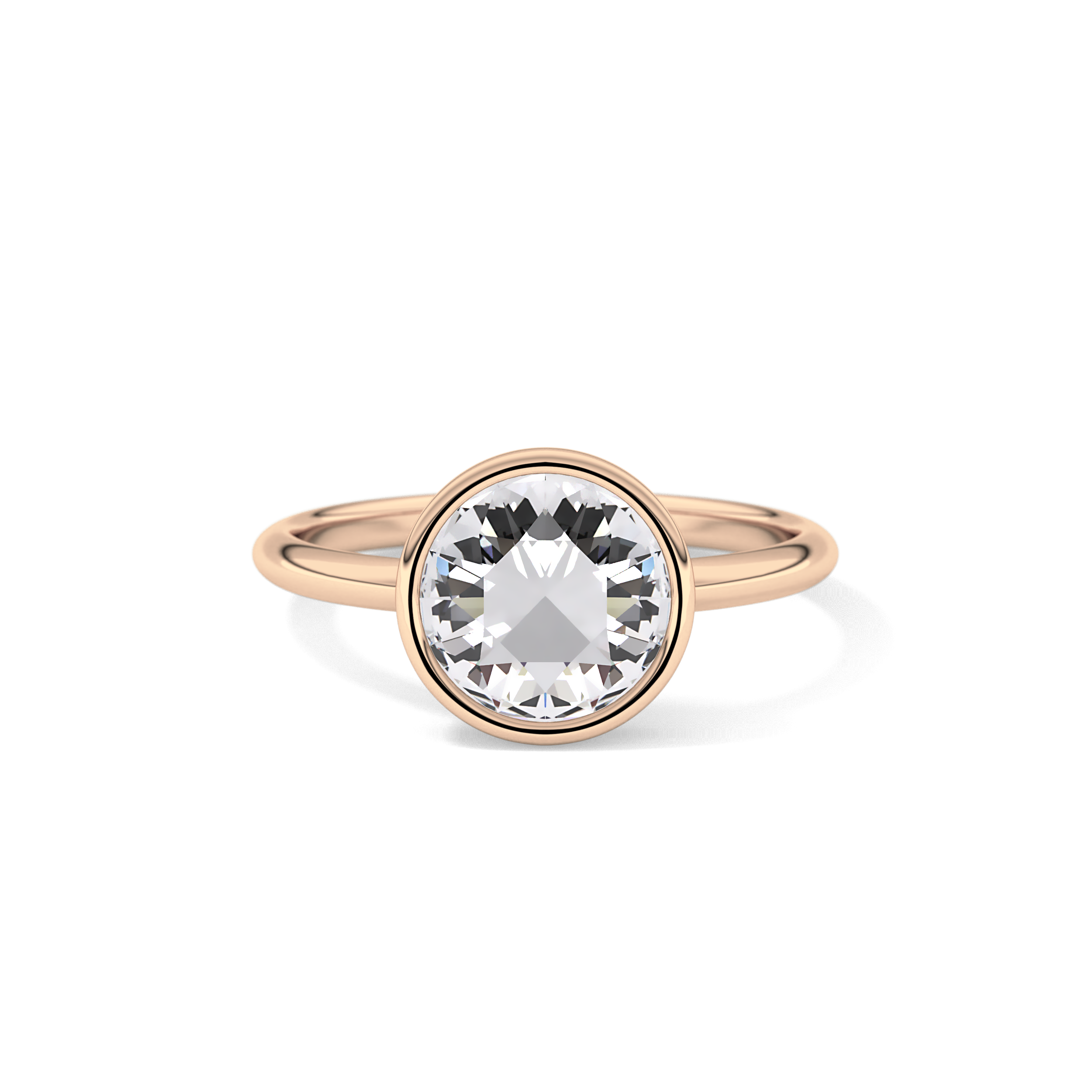 Rose Bezel Lab Grown Engagement Ring