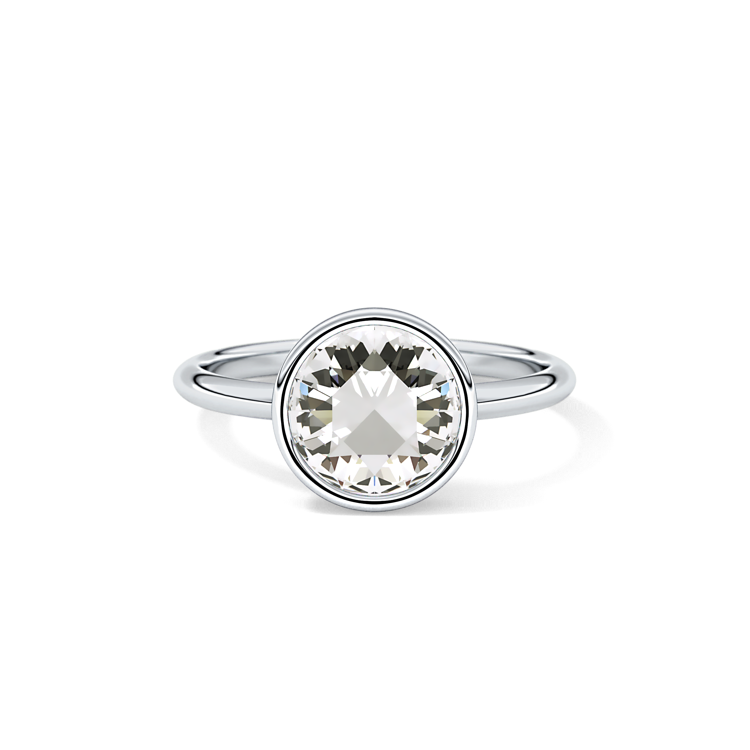 Rose Bezel Lab Grown Engagement Ring