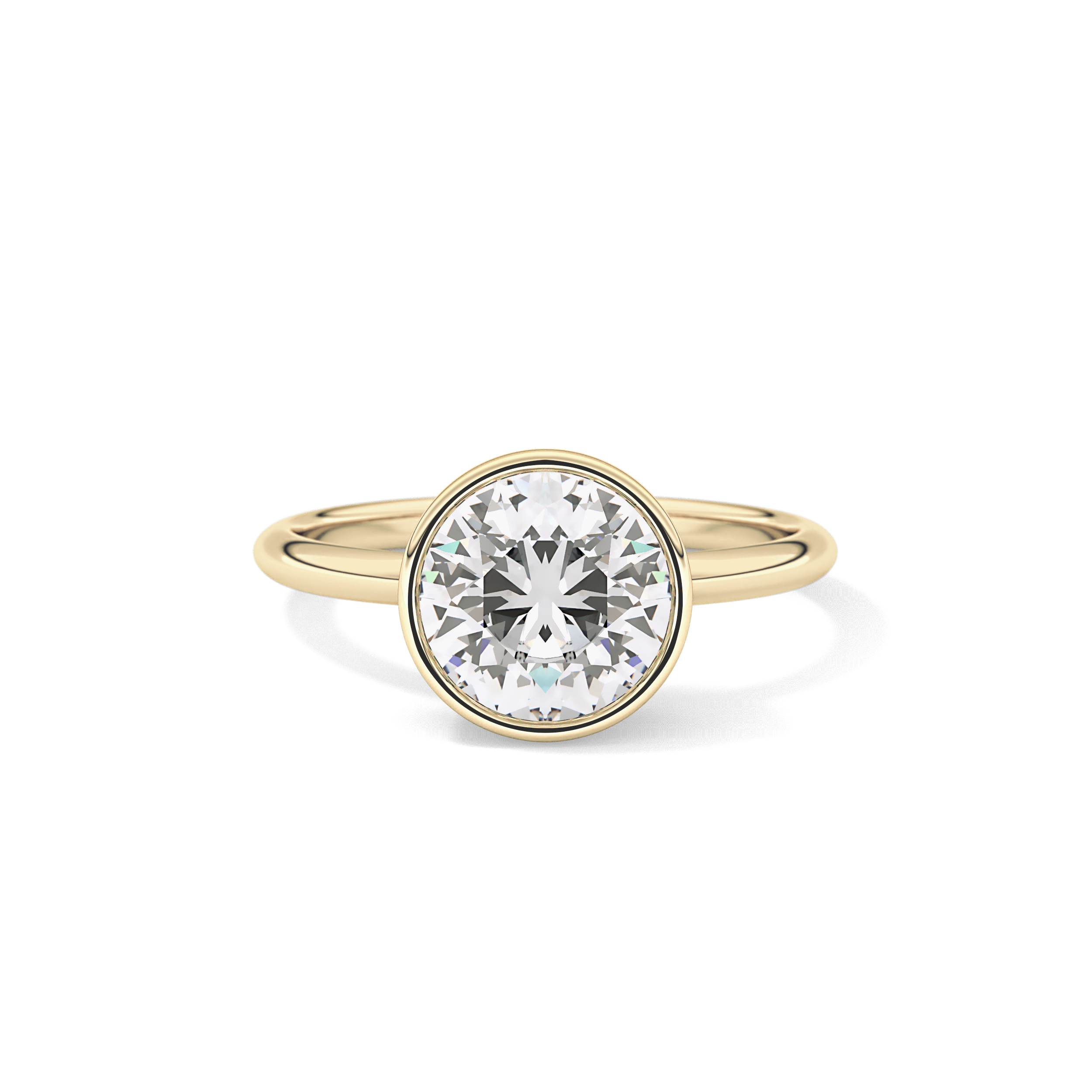Round Bezel Lab Grown Engagement Ring