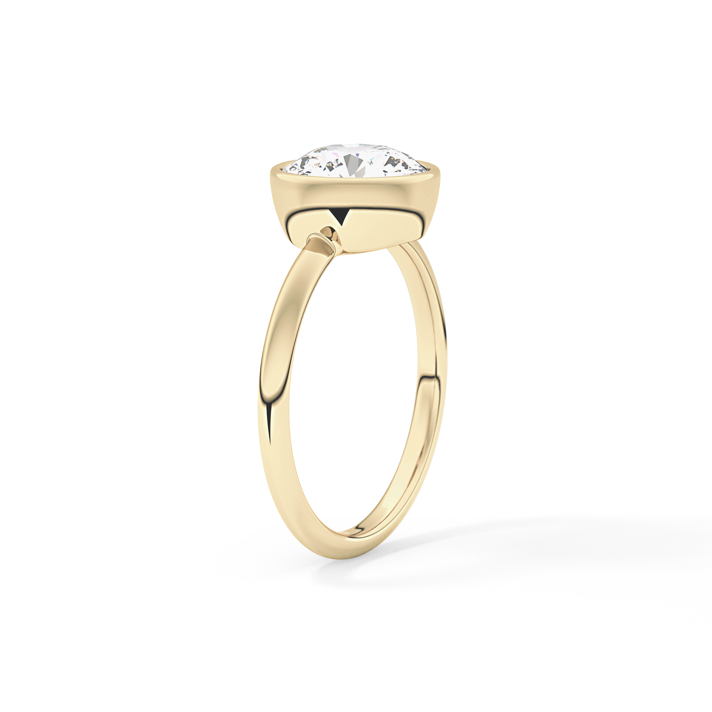 Round Bezel Lab Grown Engagement Ring