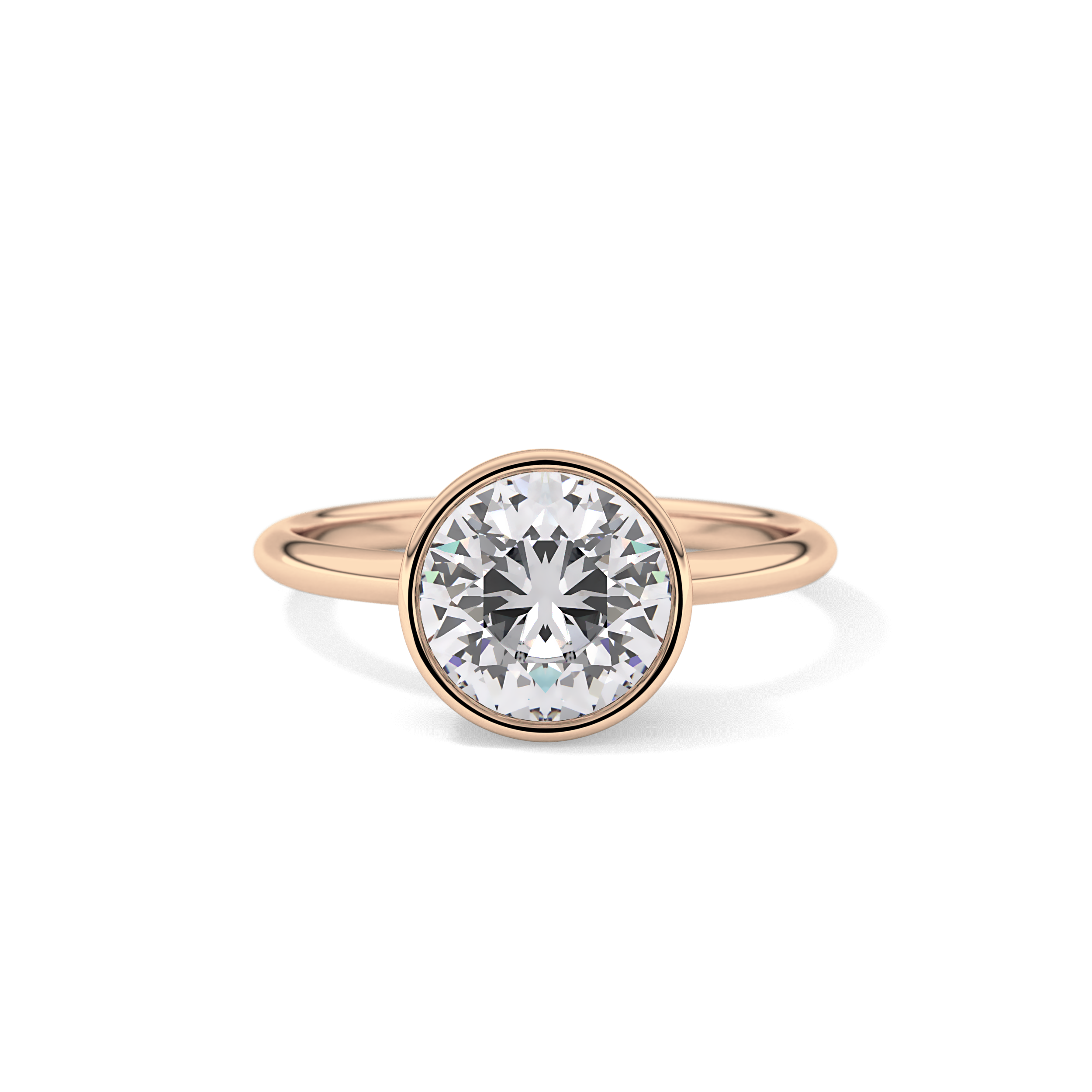 Round Bezel Lab Grown Engagement Ring