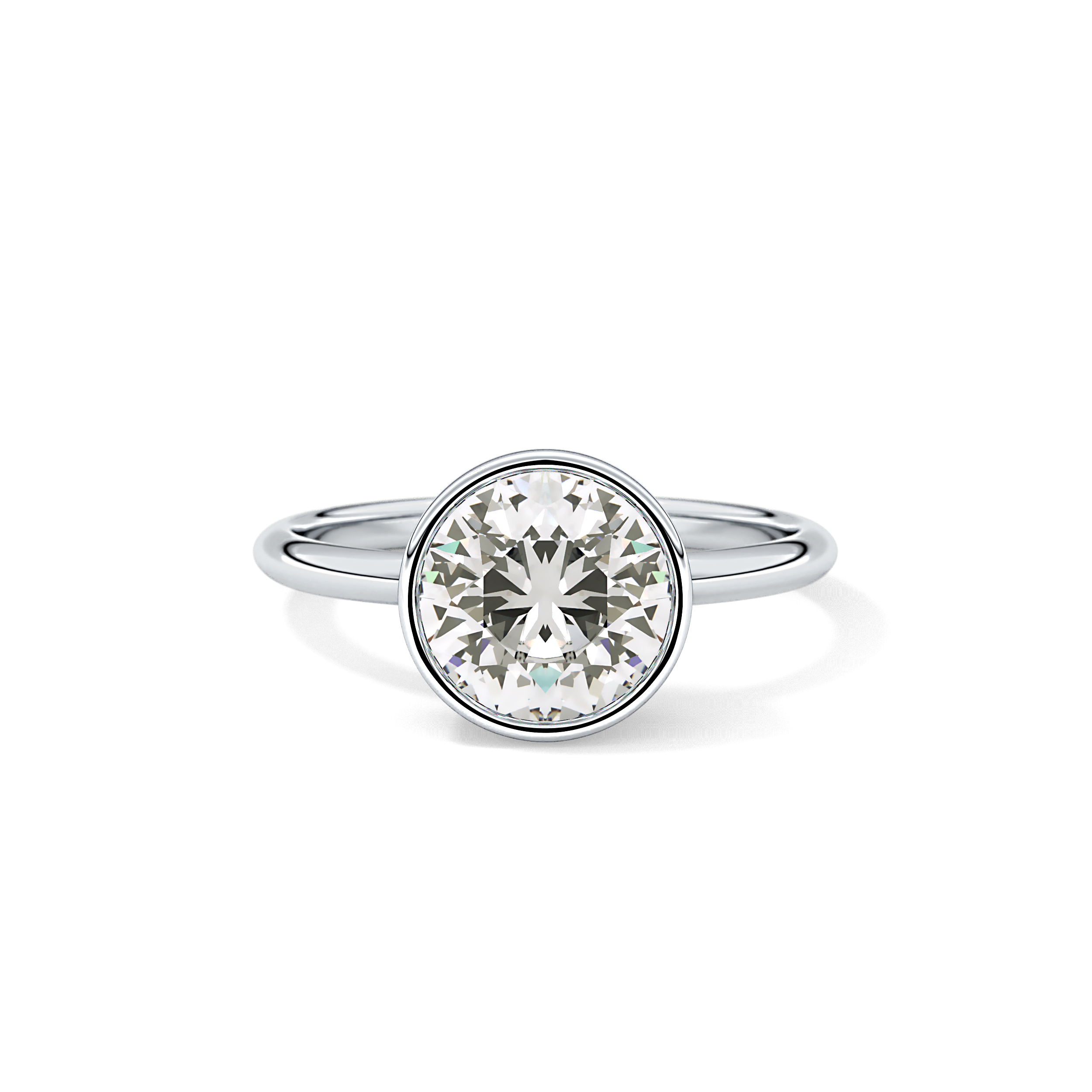 Round Bezel Lab Grown Engagement Ring