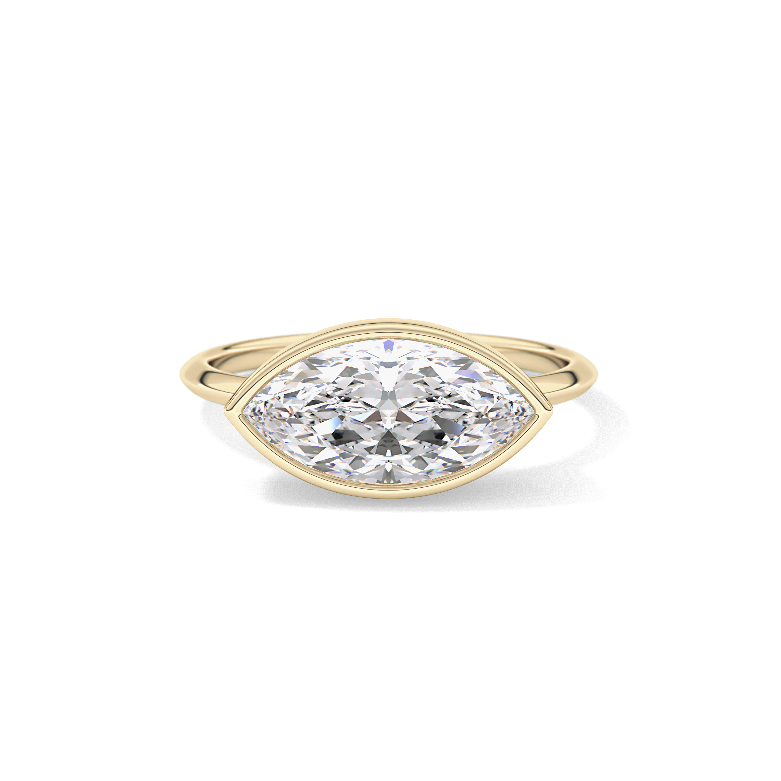East West Marquise Bezel Lab Grown Engagement Ring
