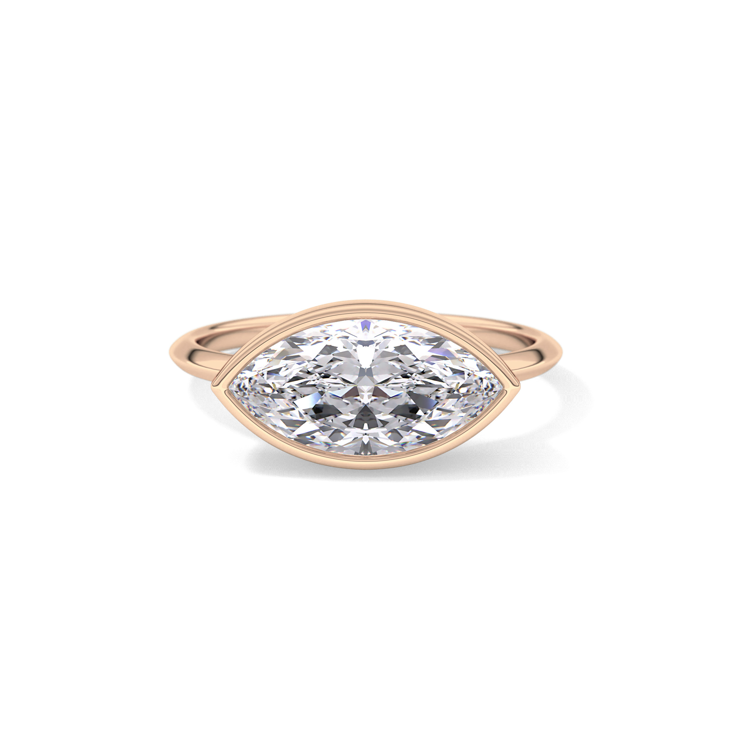 East West Marquise Bezel Lab Grown Engagement Ring