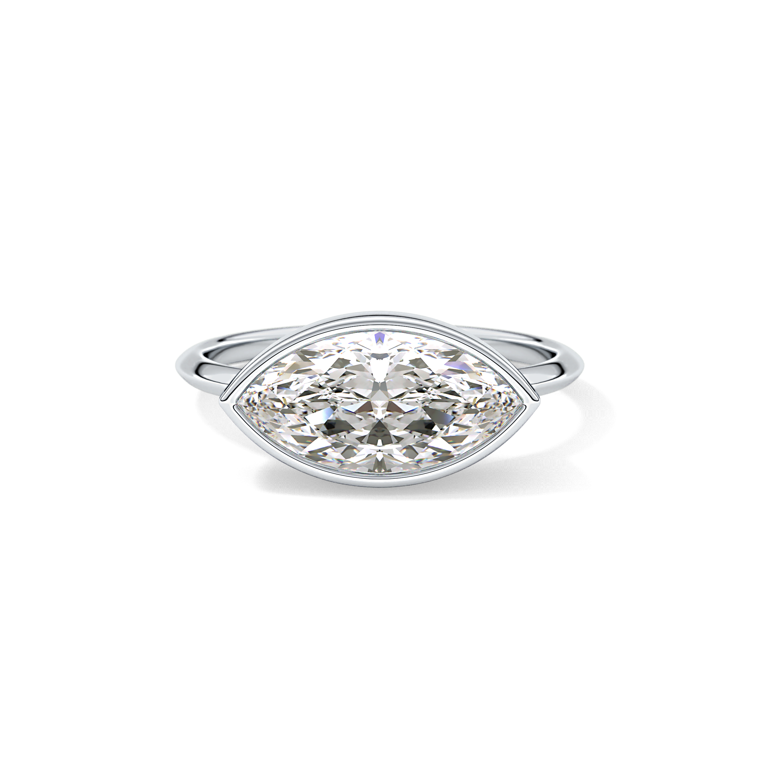 East West Marquise Bezel Lab Grown Engagement Ring